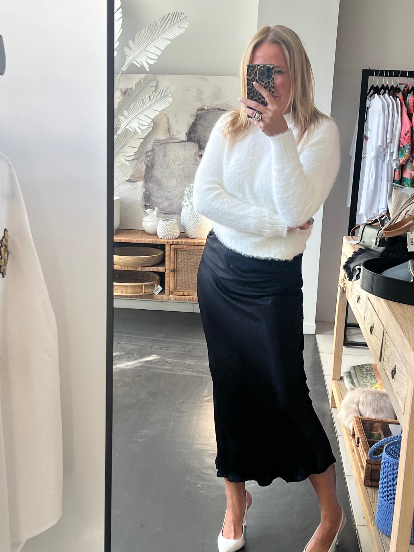 Slinky Midi Skirt - jet black