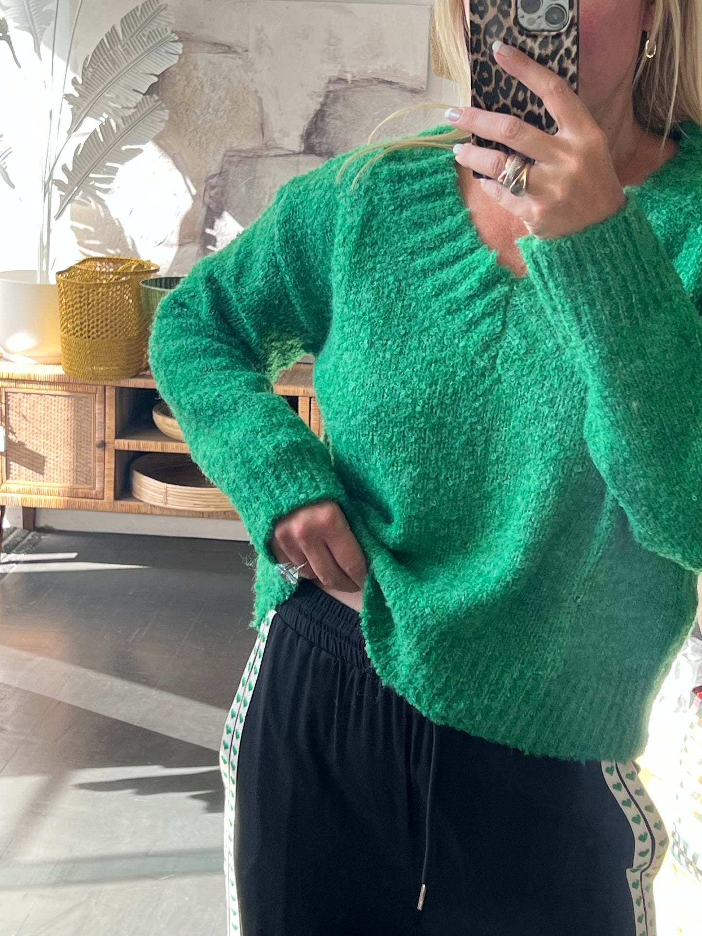 Green V Neck Knit