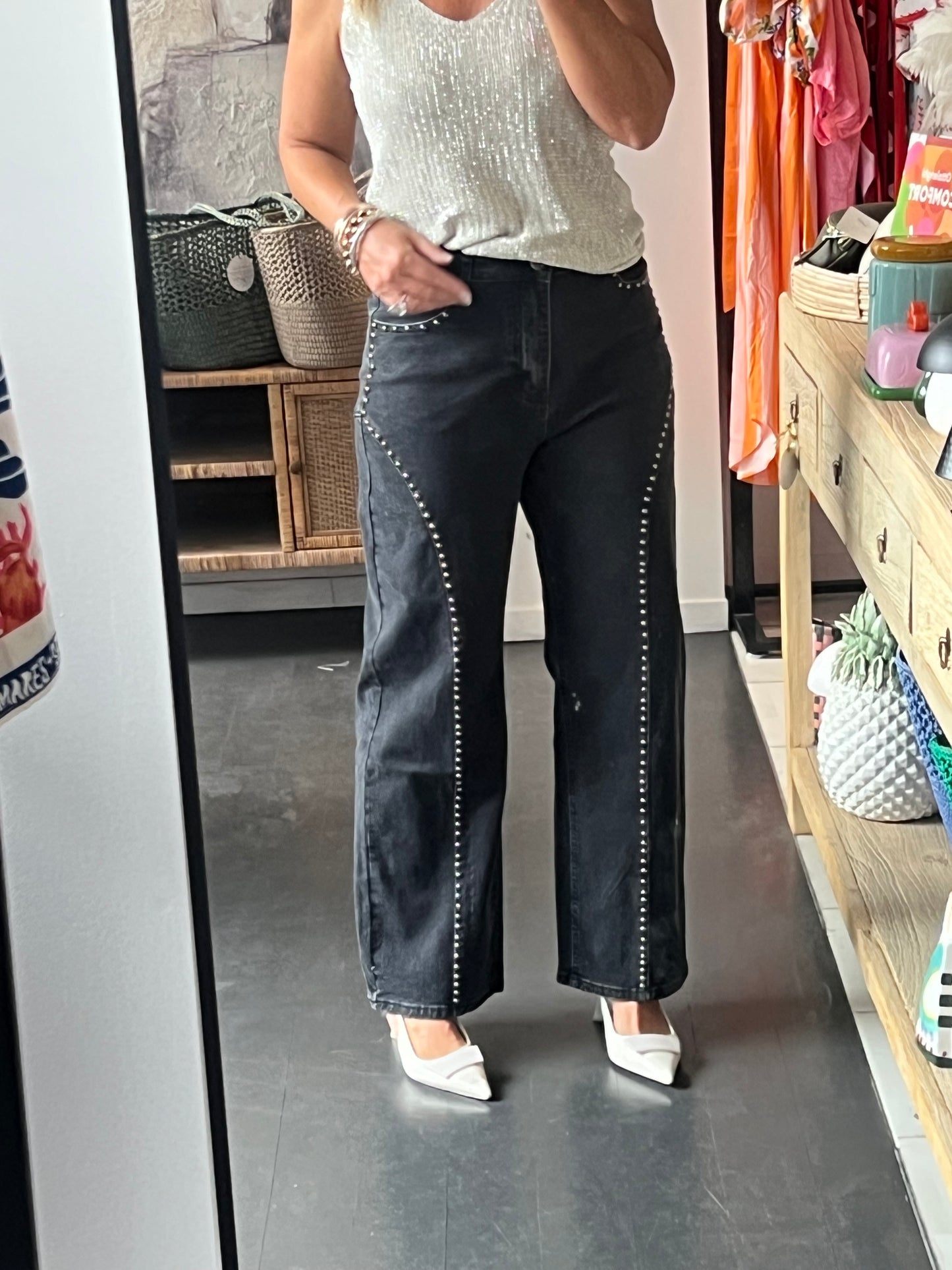 Studded Jeans - black