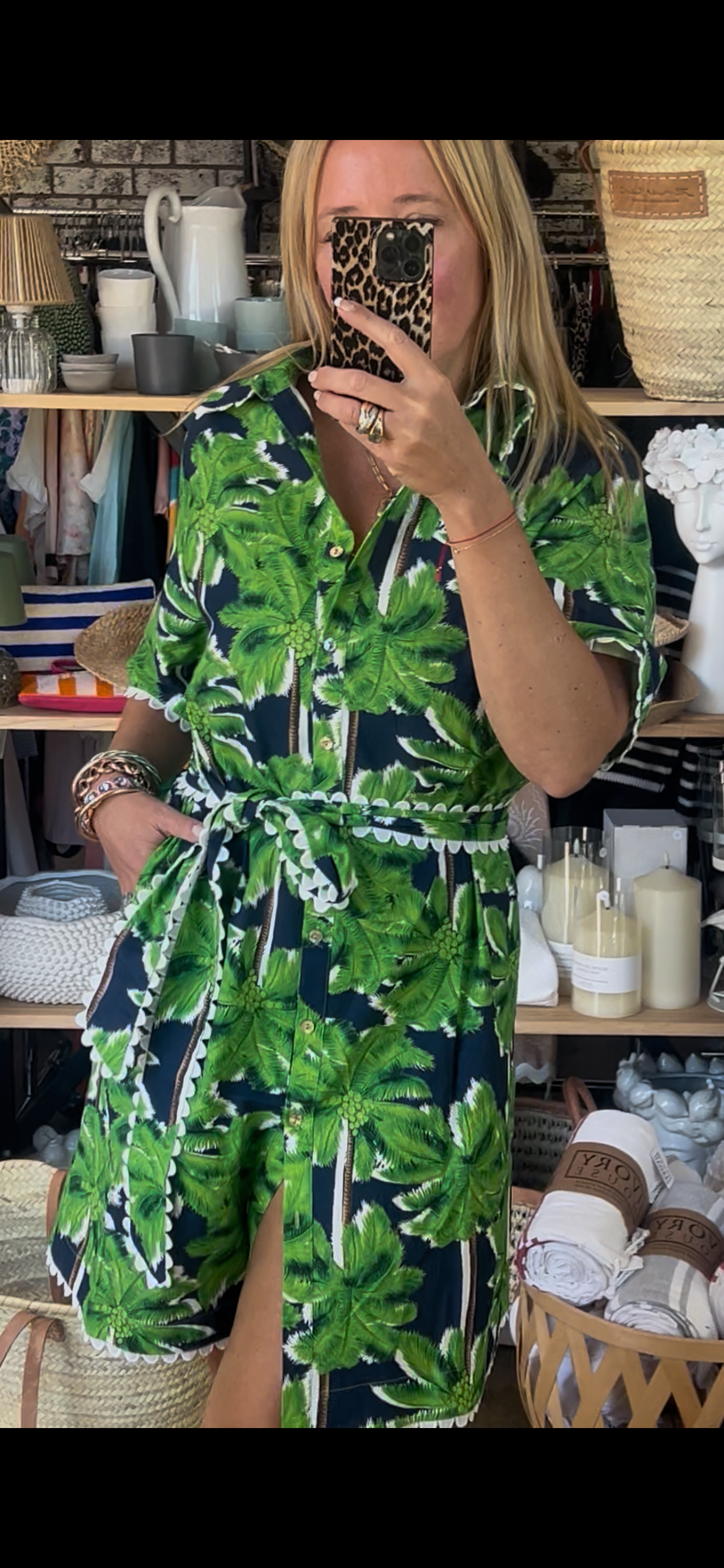 Palmy Shift Shirt Dress