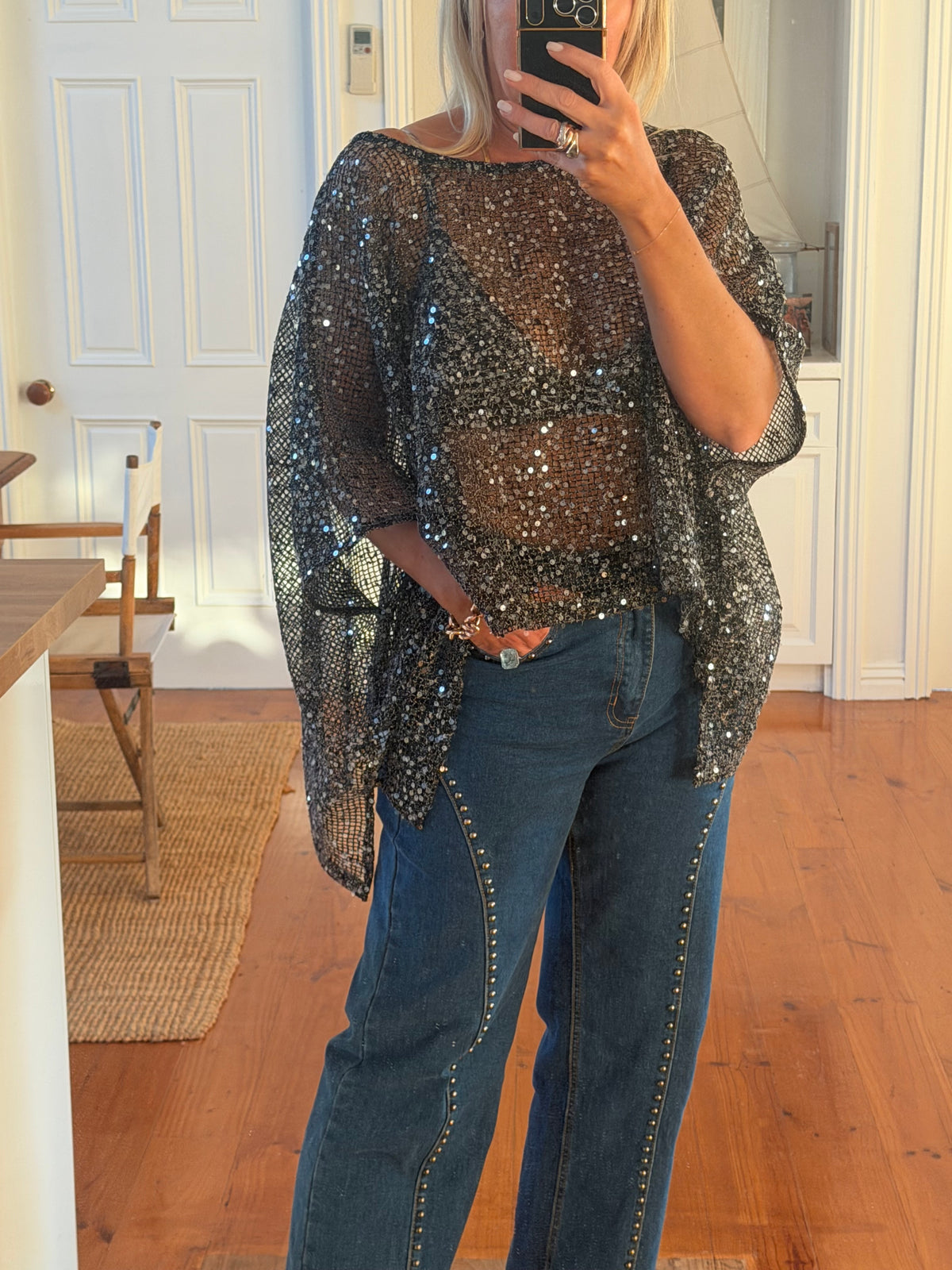Twinkle Top - sequin black
