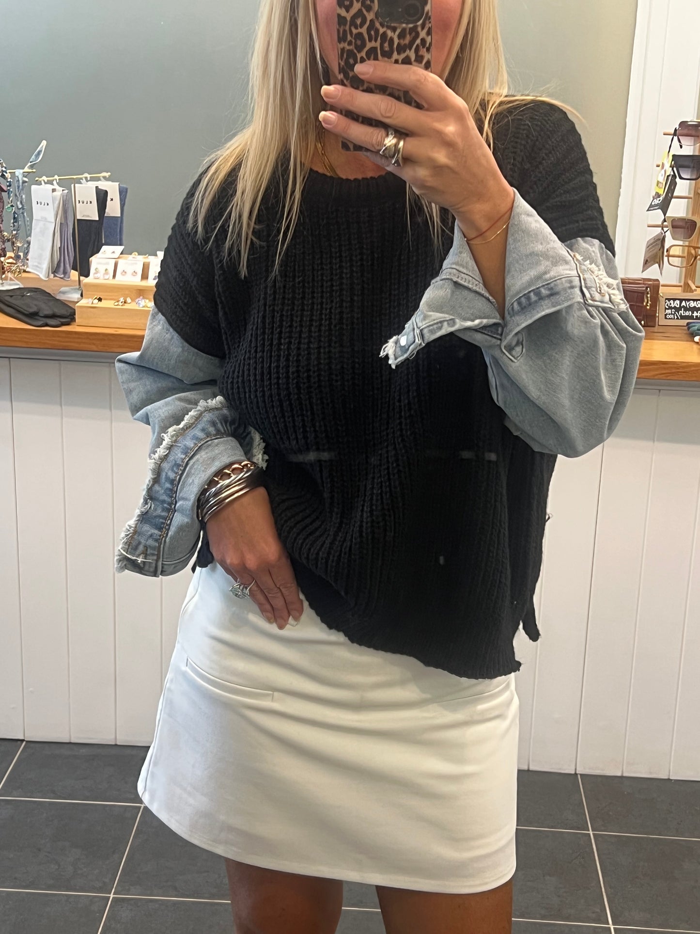 Denim Sleeve Knit