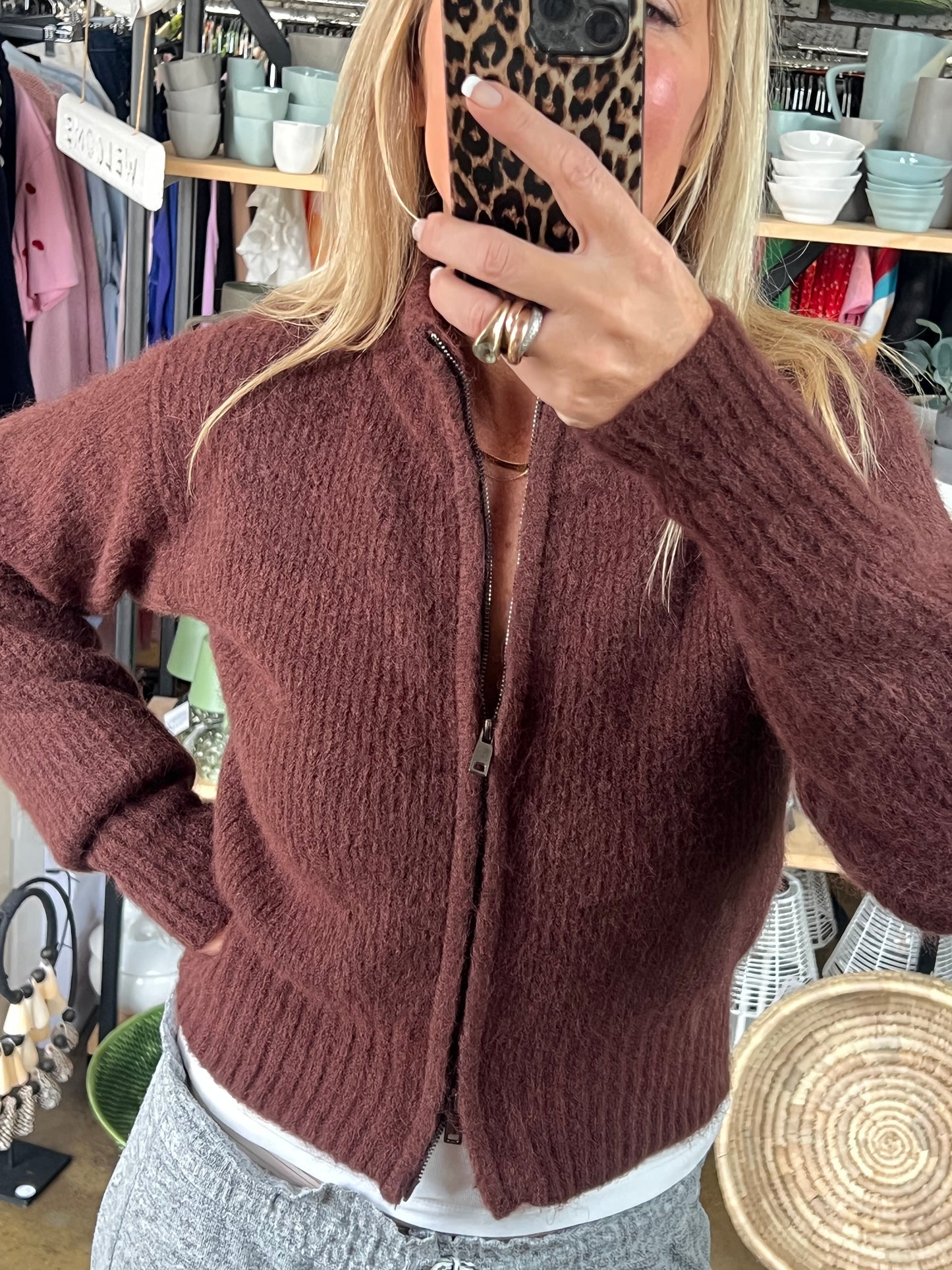Zip Knit - chocolate brown