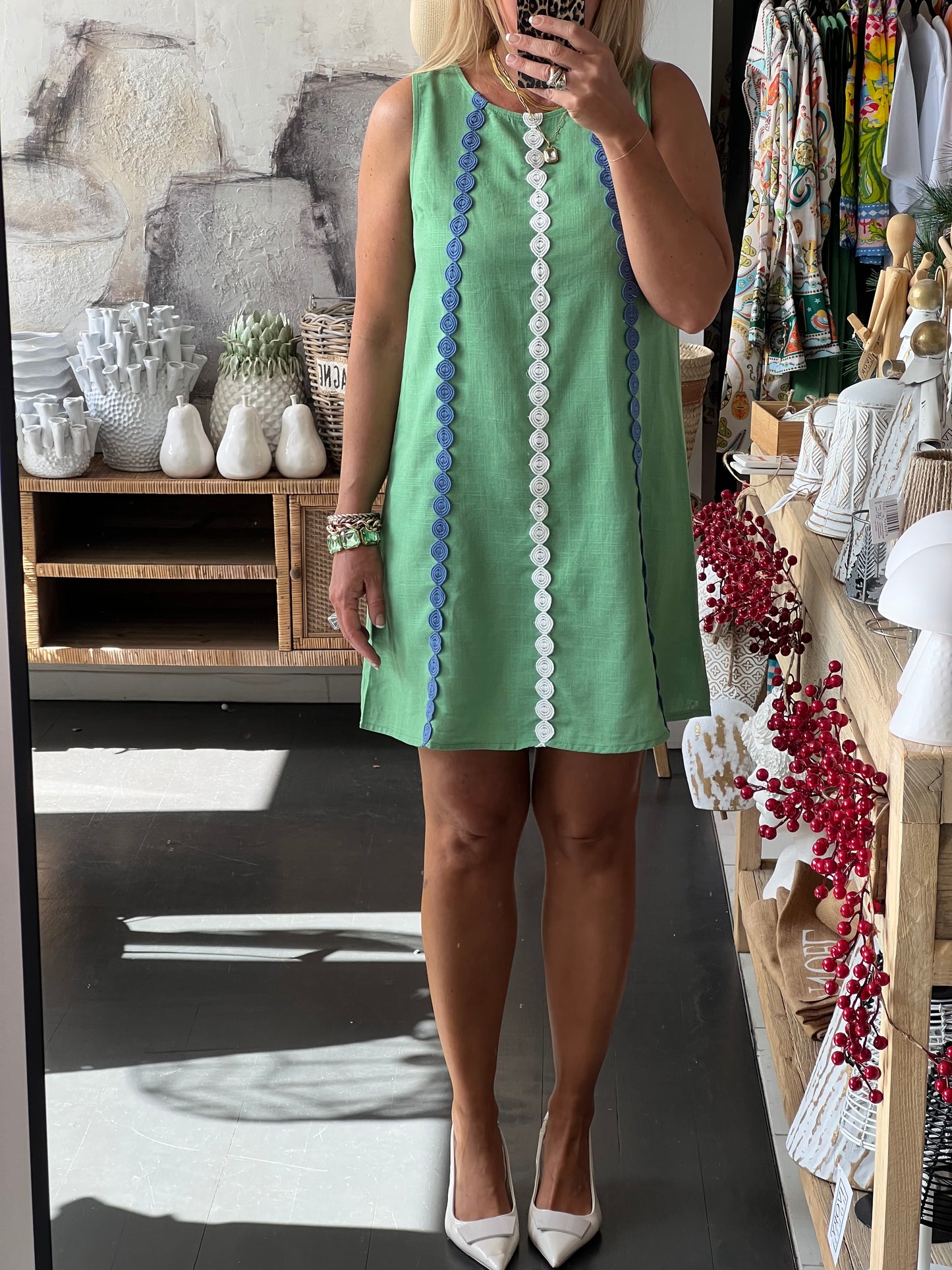 Sleeveless Shift Linen Dress