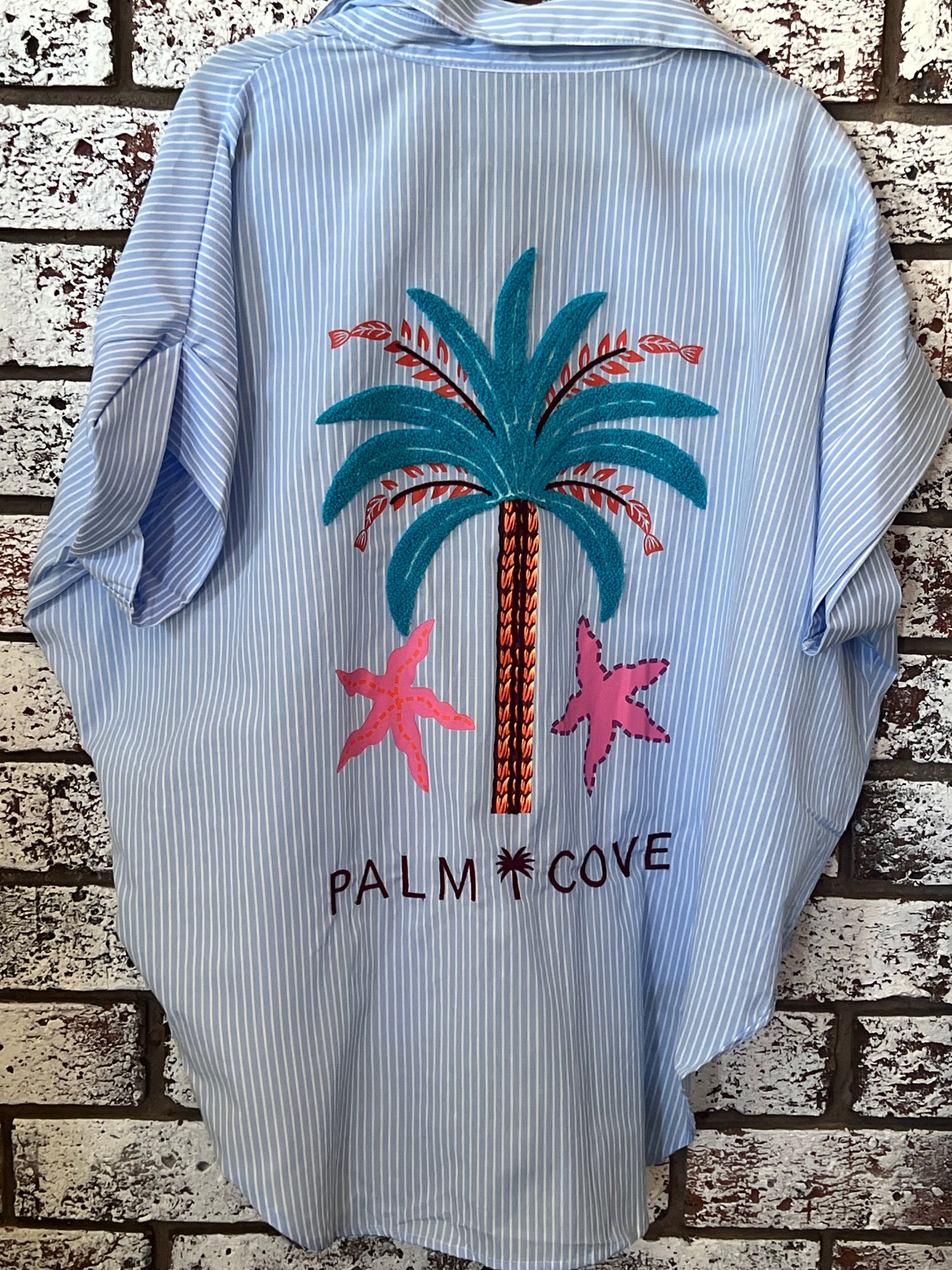 Embroidered Palm Shirt Top