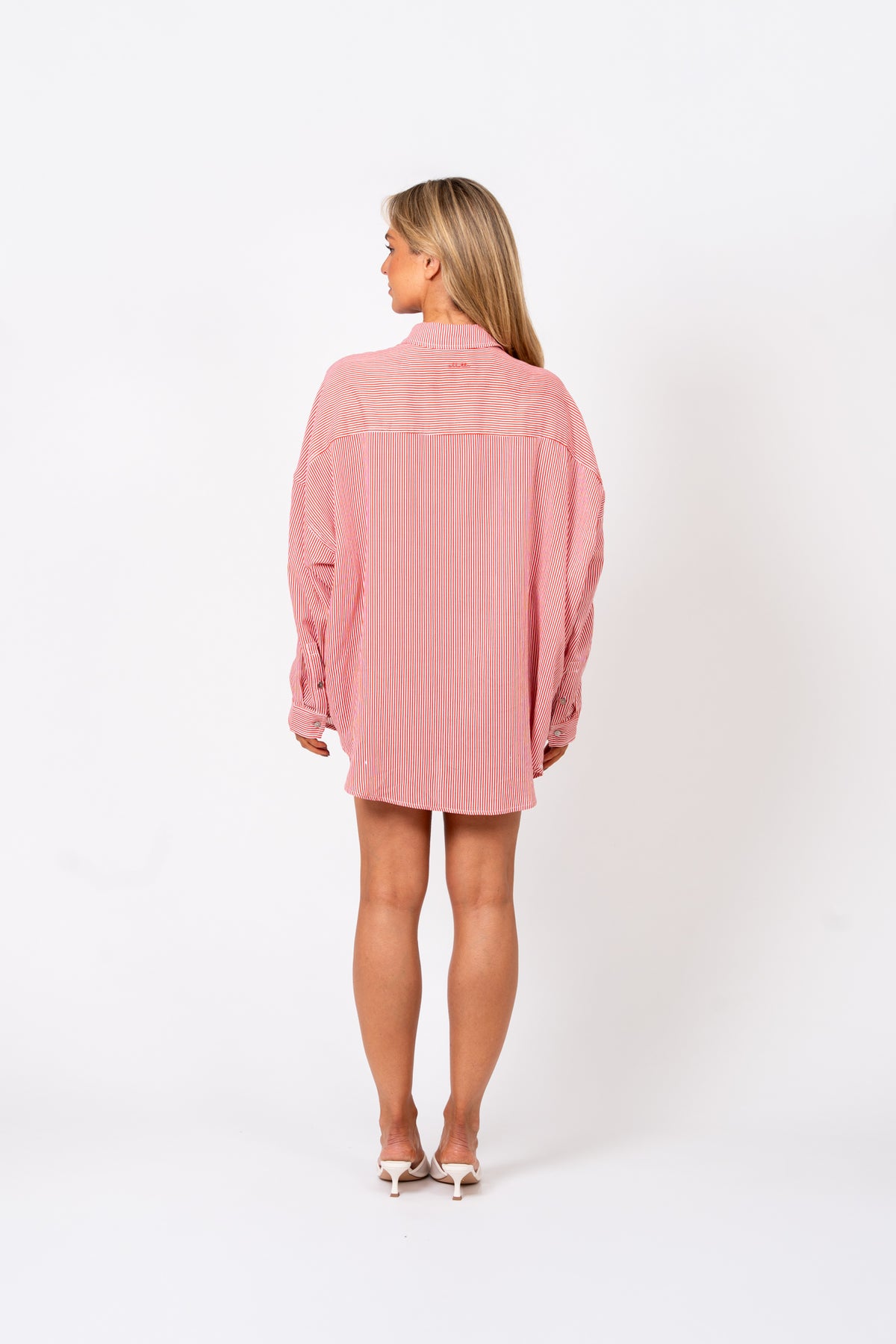 Relaxed Olive Shirt by Ellotti- red stripe