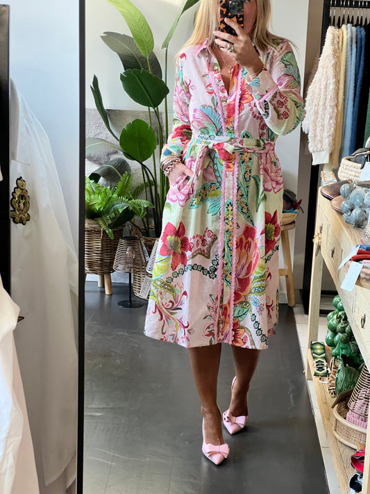 Fleurs Midi Shirt Dress