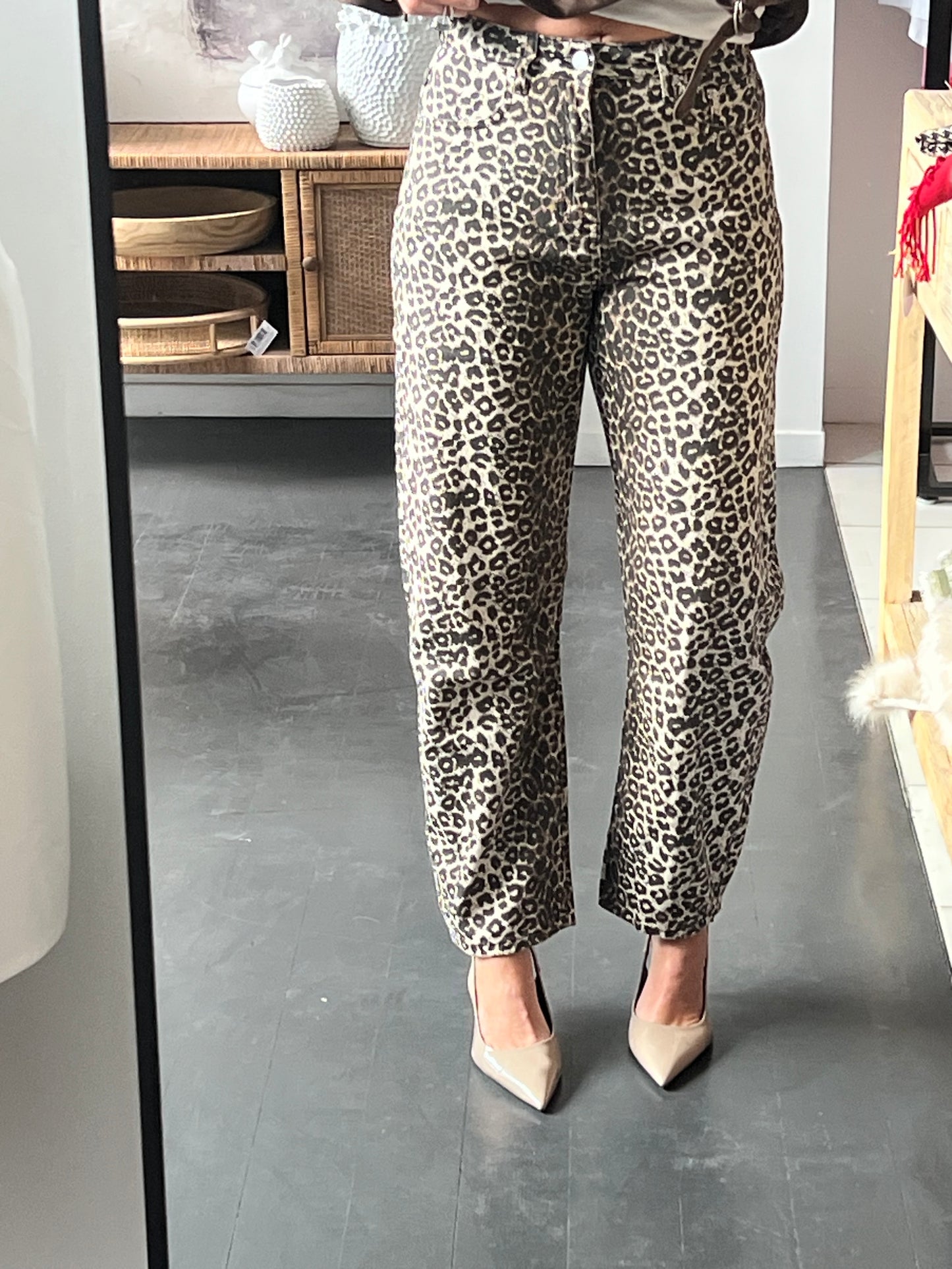 Leopard Barrel Jeans