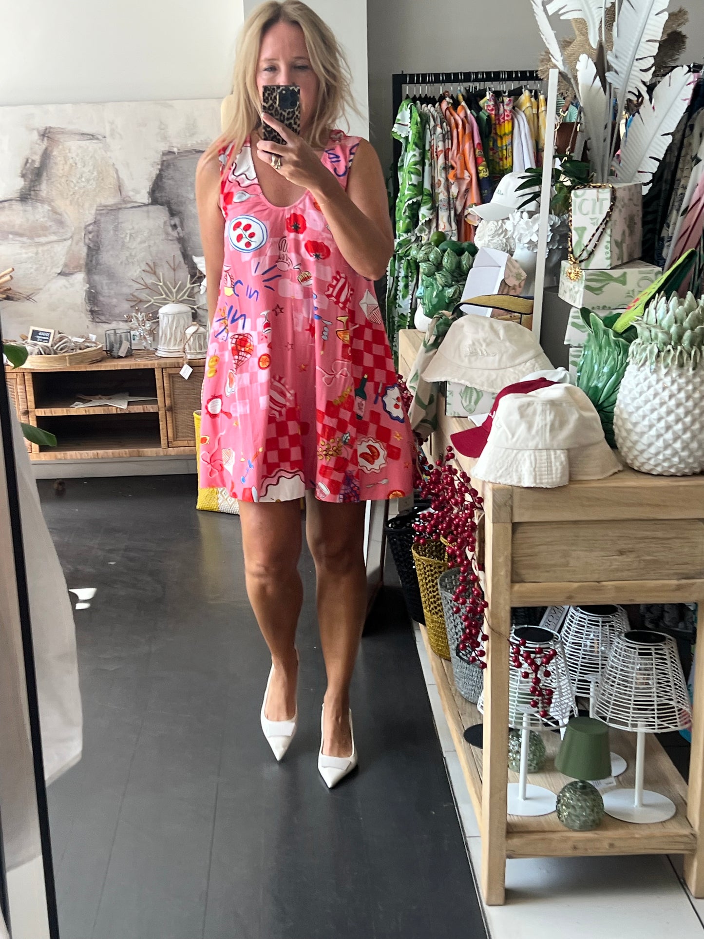 Sleeveless Scoop Neck Swing Shift Linen Dress