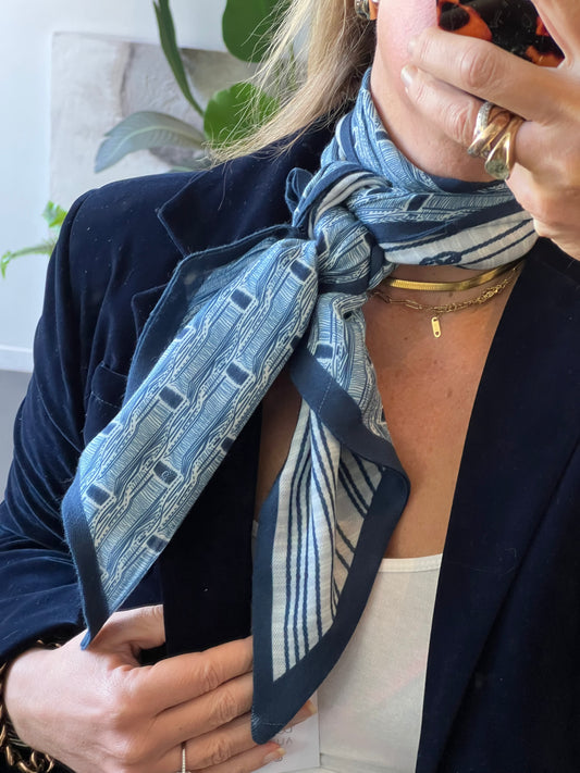 Neck Scarf Velvet & Cashmere- nautical Navy