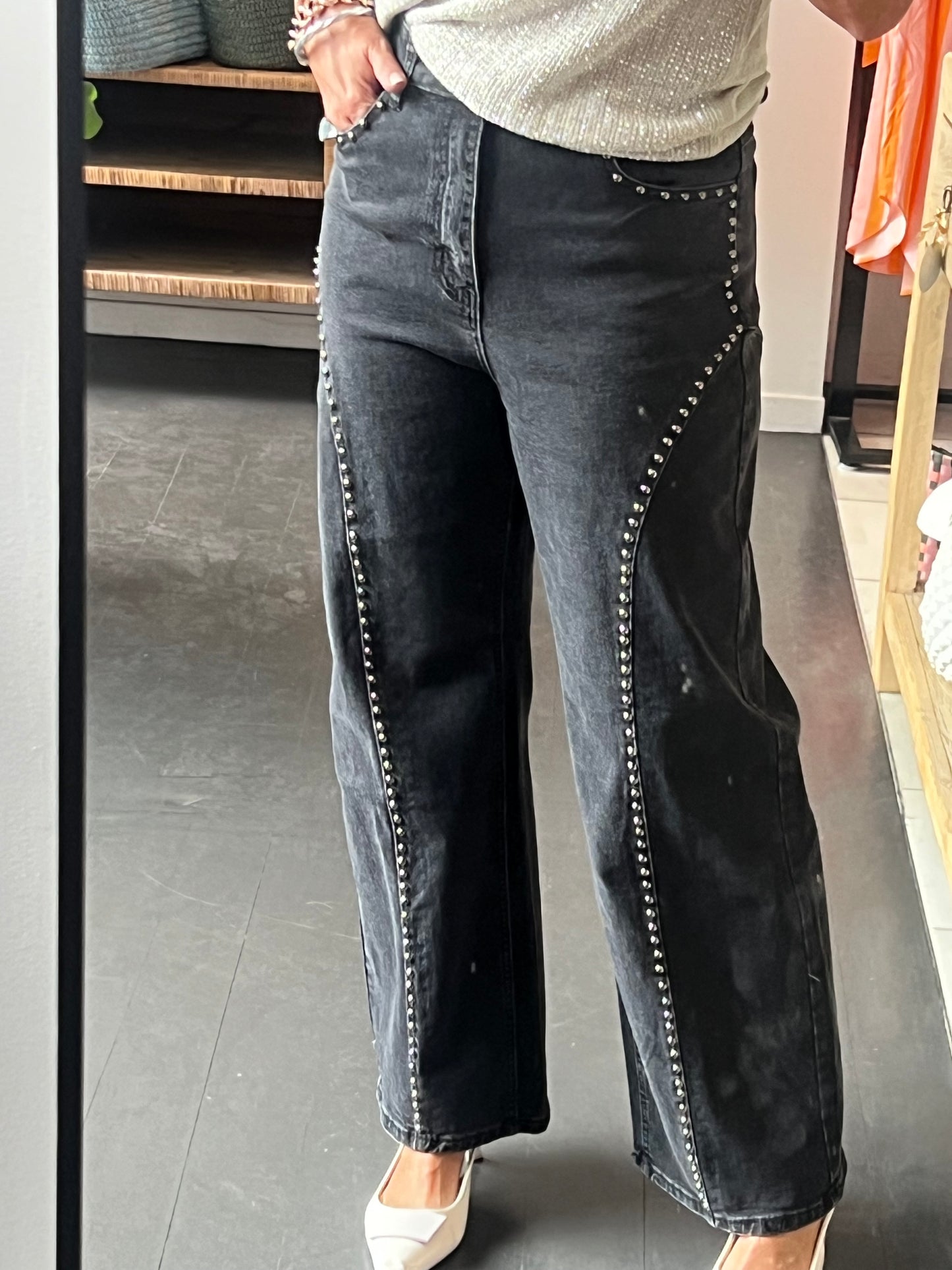 Studded Jeans - black