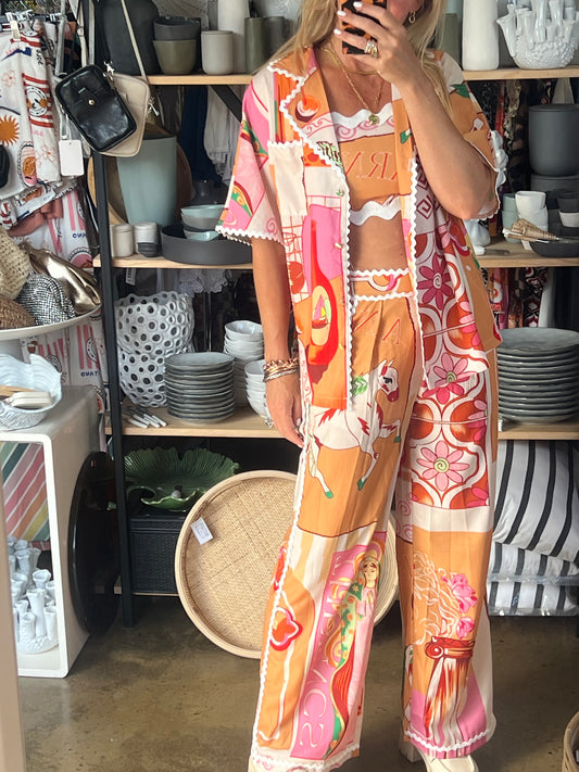 Mediterranean 3 Piece Pant, Shirt & Top Set