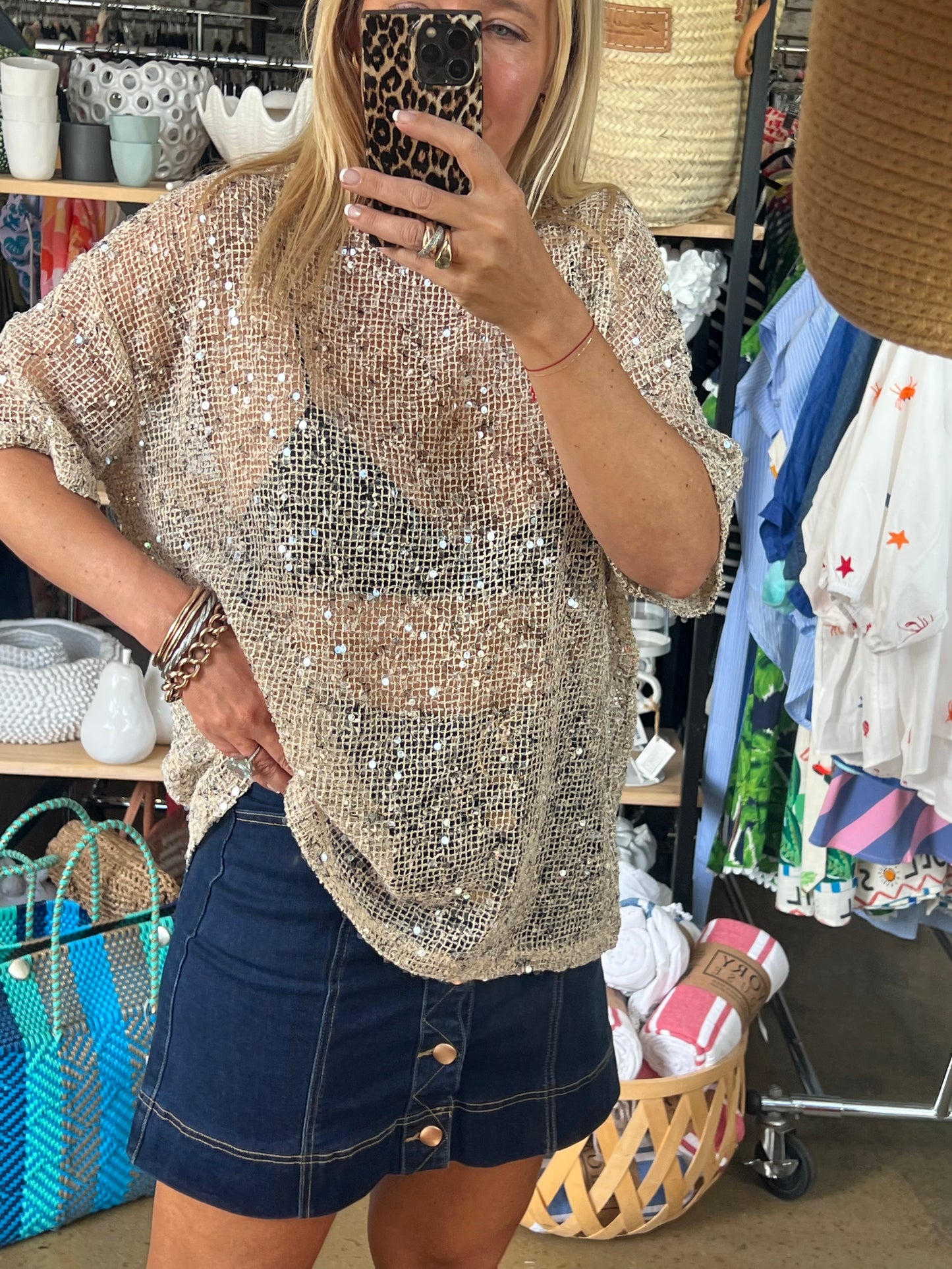 Twinkle Tee - sequin champagne
