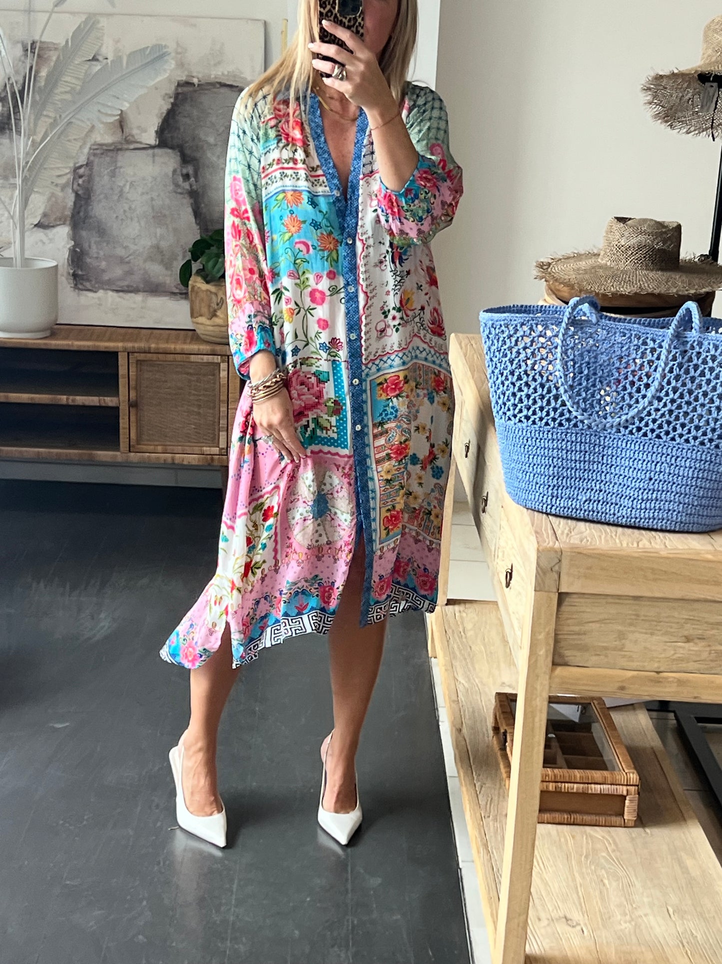 Slinky Resort Shirt Dress - carnival
