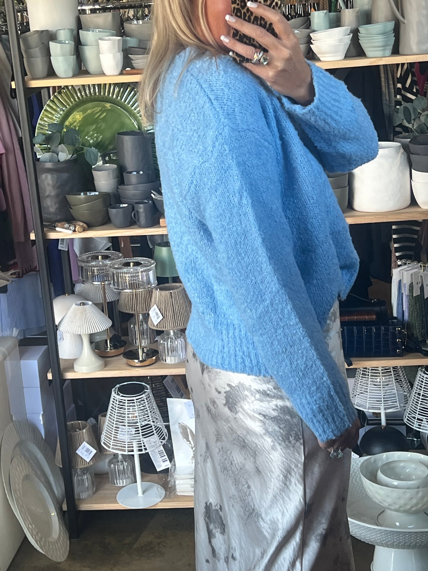 Blue V Neck Knit