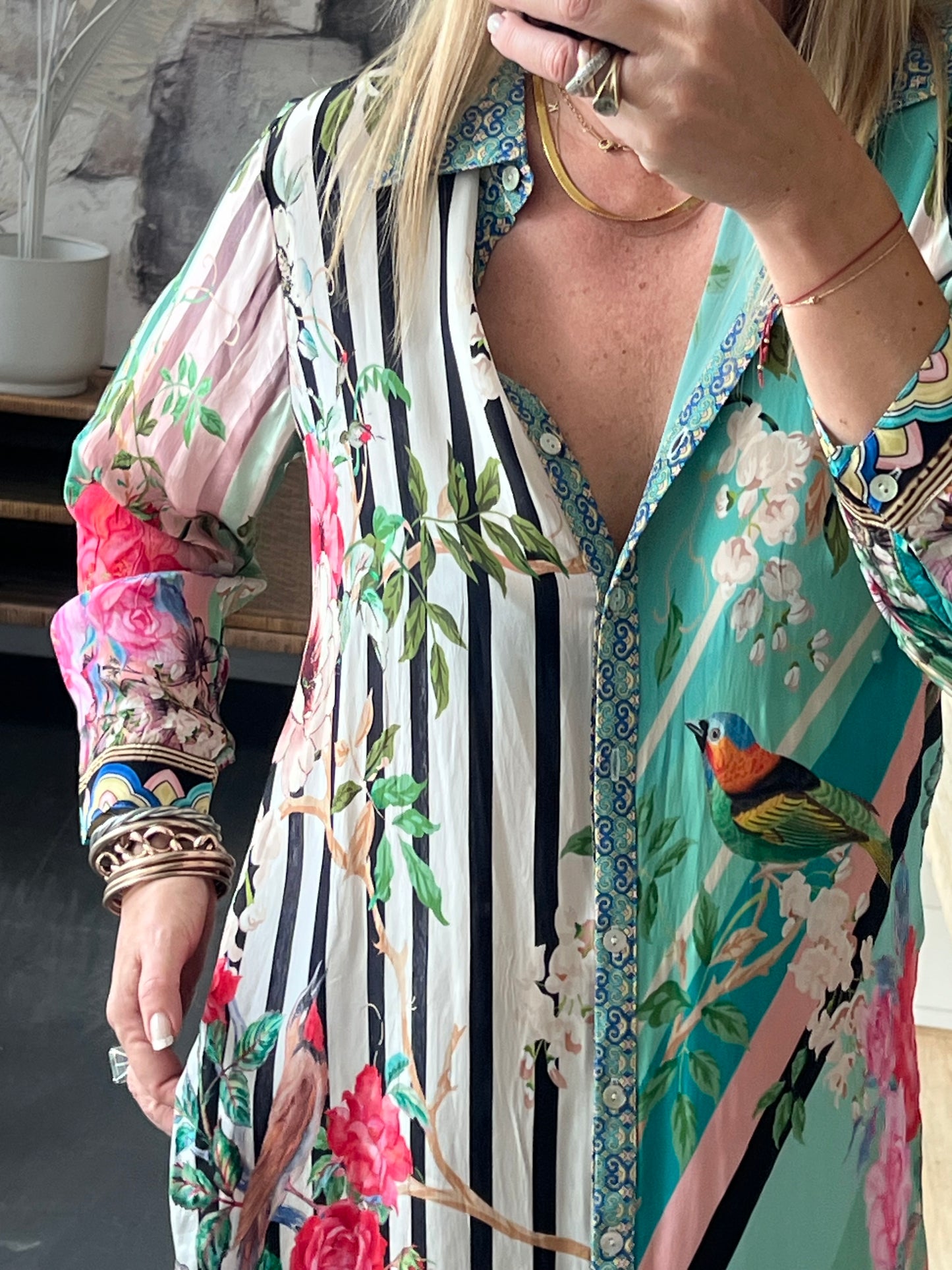 Slinky Resort Shirt Dress - aqua
