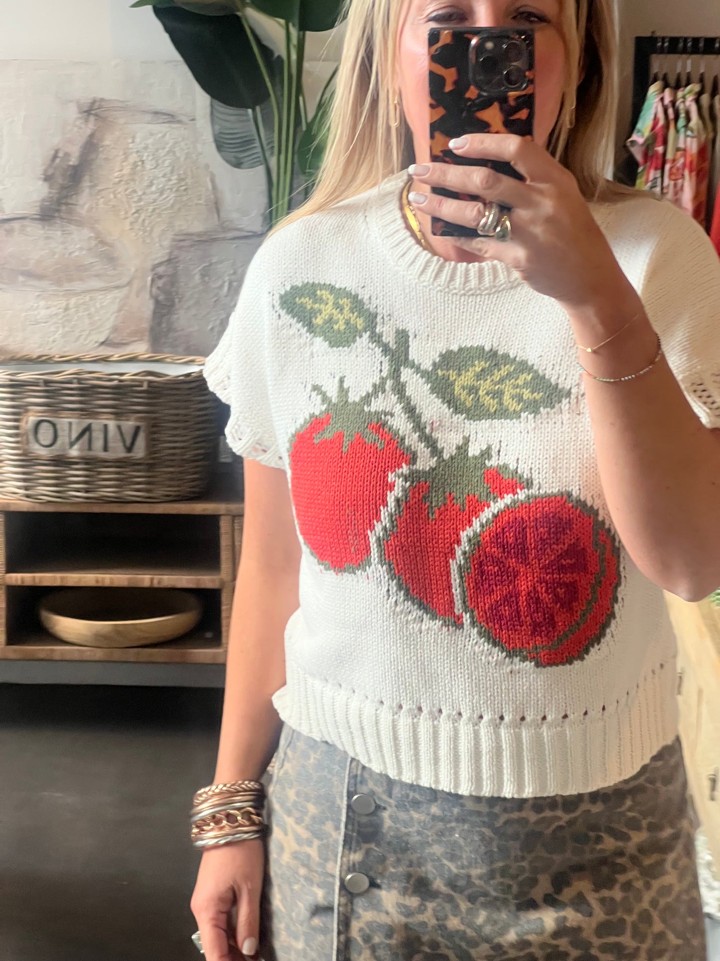 Tomato Short Seeve Knit Sweater