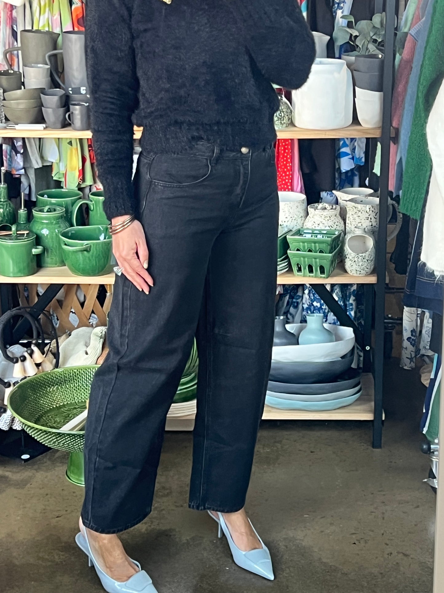 Denim Barrel Jeans - black
