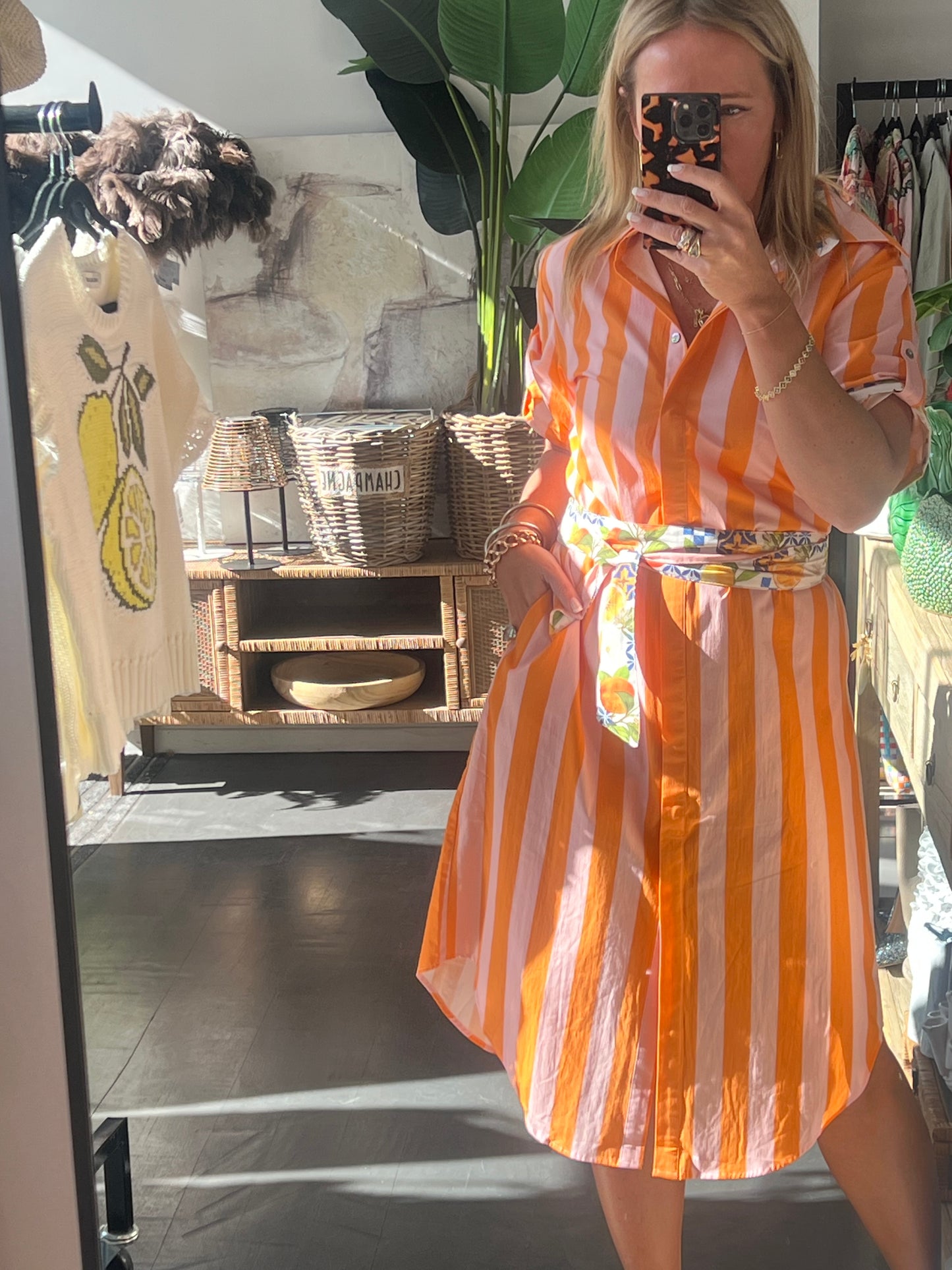 Amalfi Aperol Shirt Dress