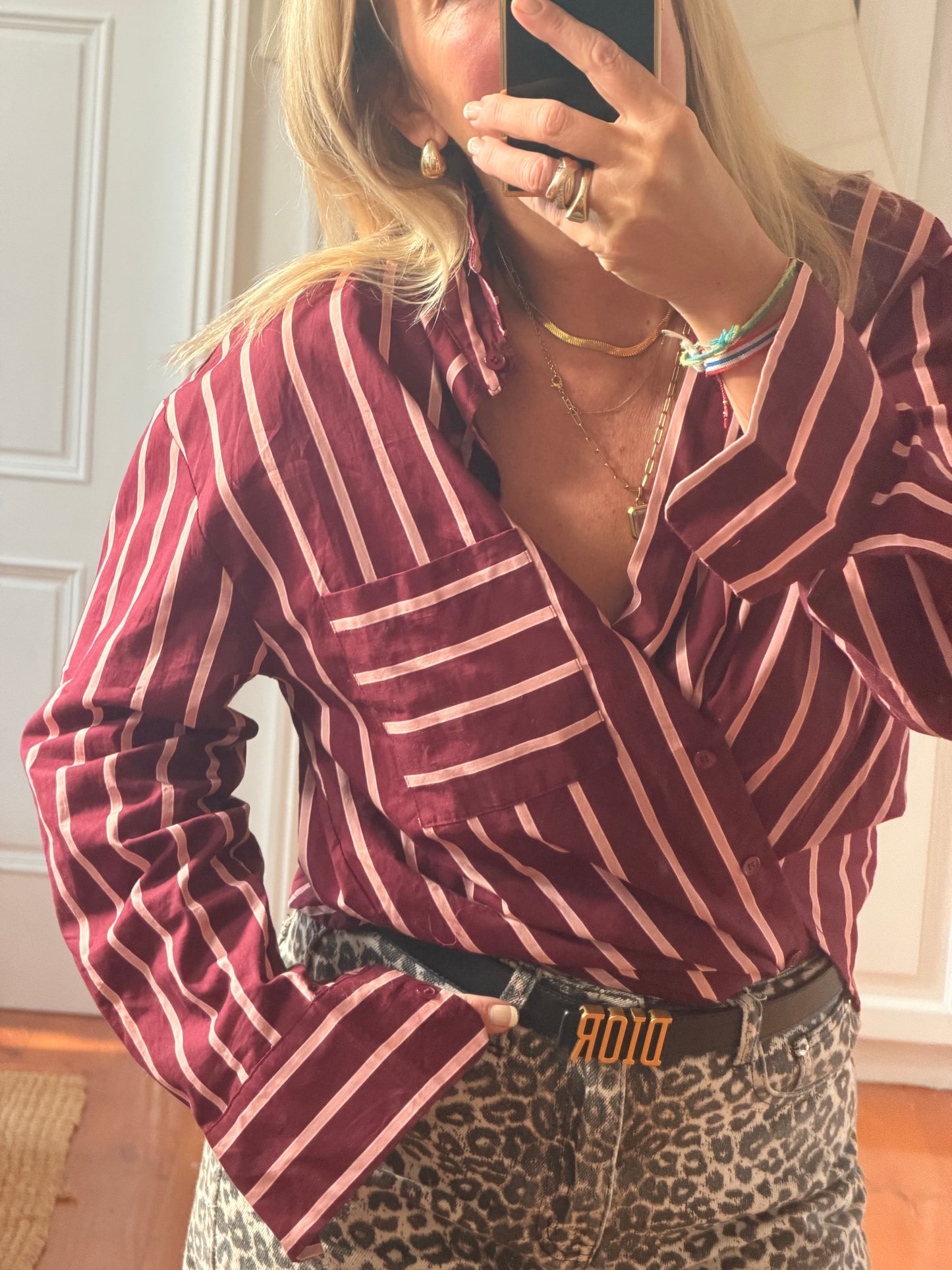 Plum & Pink Stripe Cotton Shirt
