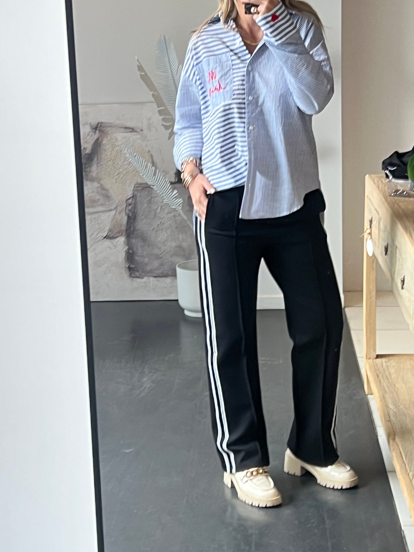 Mi Amore My Love stripe shirt