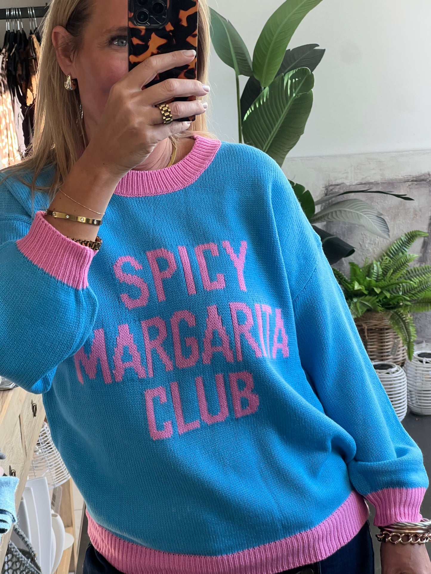 Spicy Margs Knit Sweater - aqua