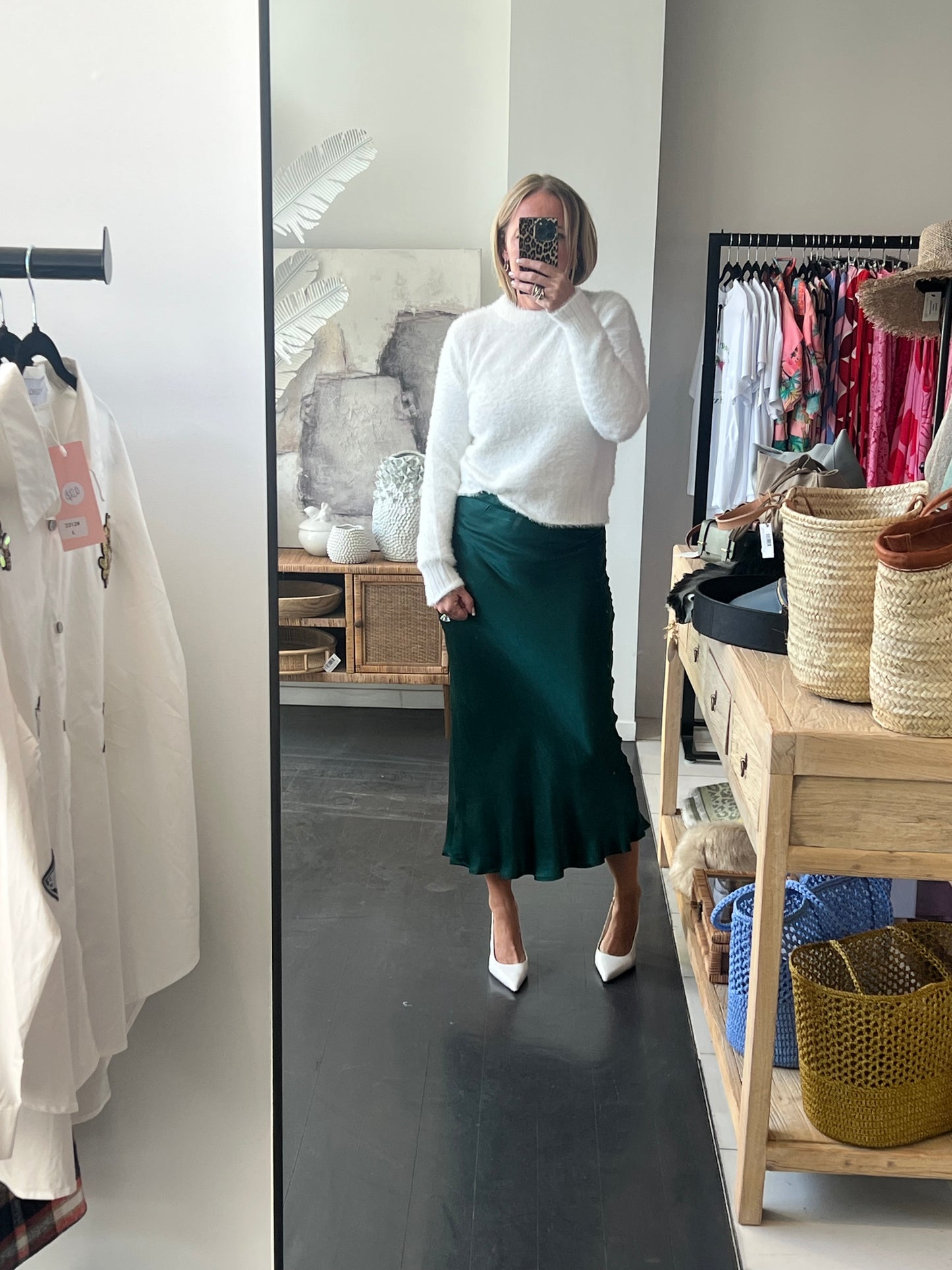 Slinky Midi Skirt - green