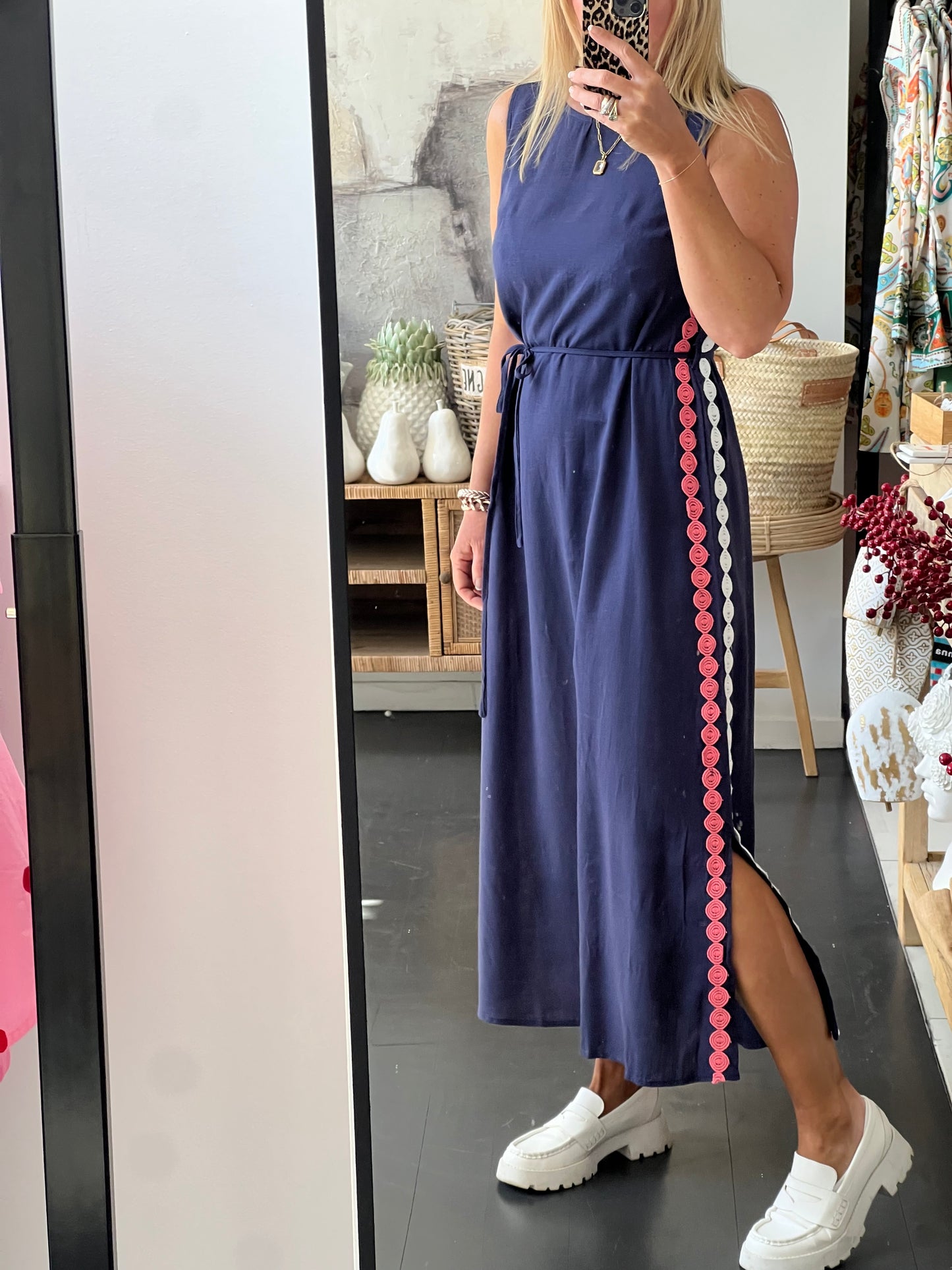 Sleeveless Shift Linen Maxi Dress