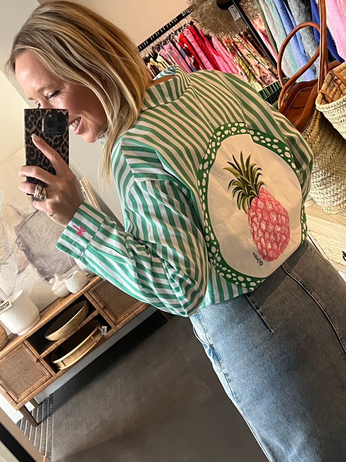 Stripe Pink Pineapple Shirt