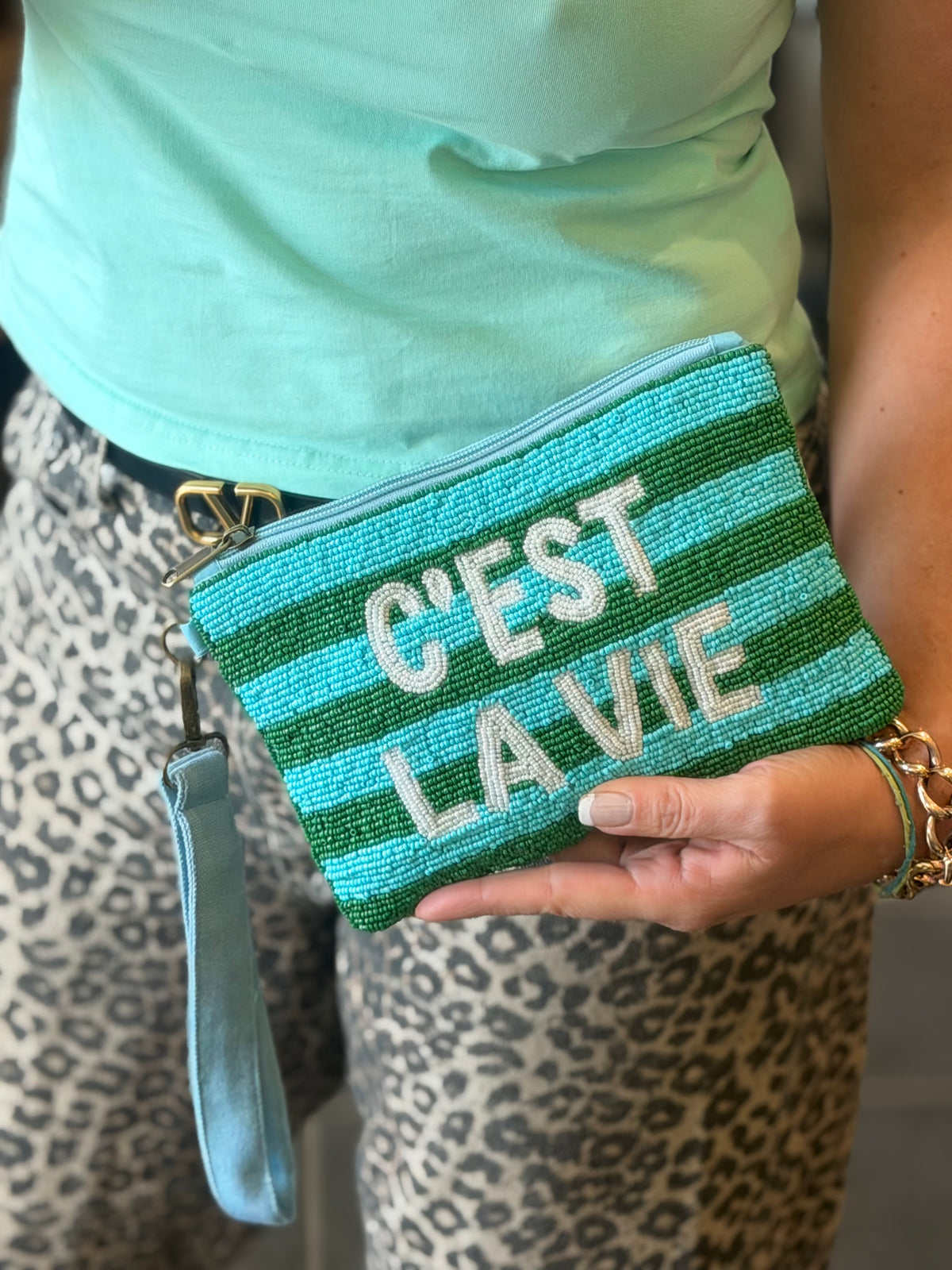 C'est la vie Beaded Clutch pouch Bag