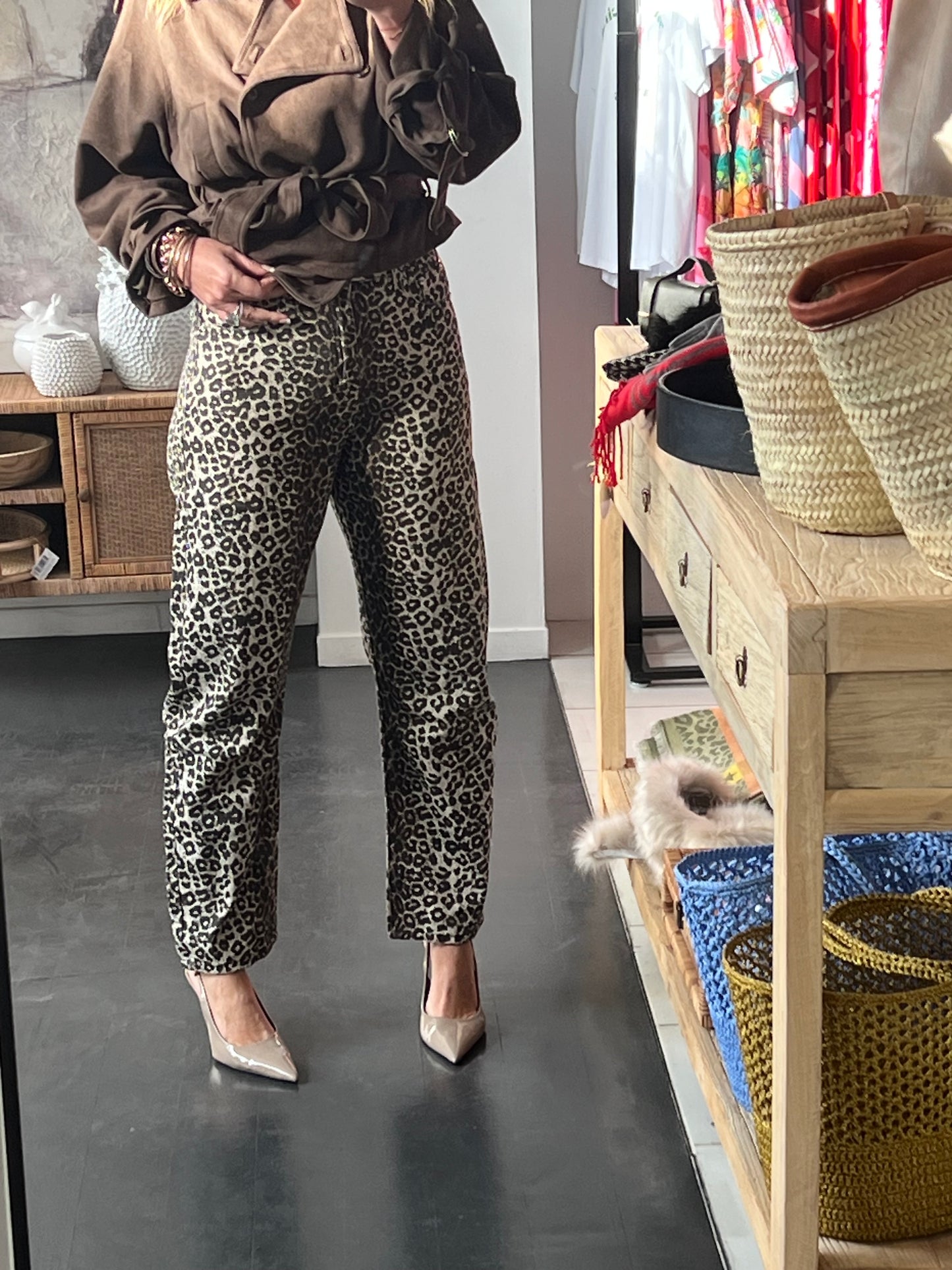 Leopard Barrel Jeans