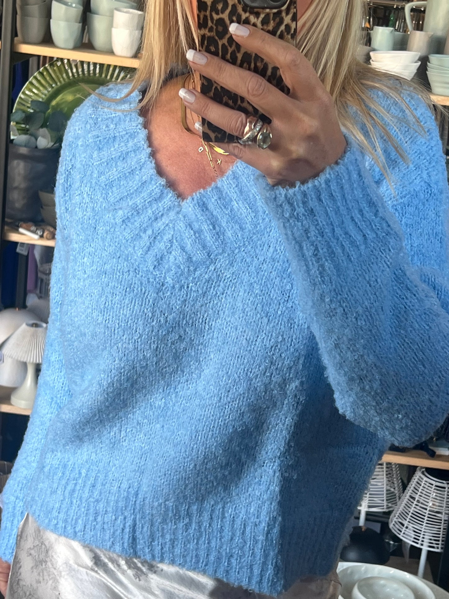 Blue V Neck Knit