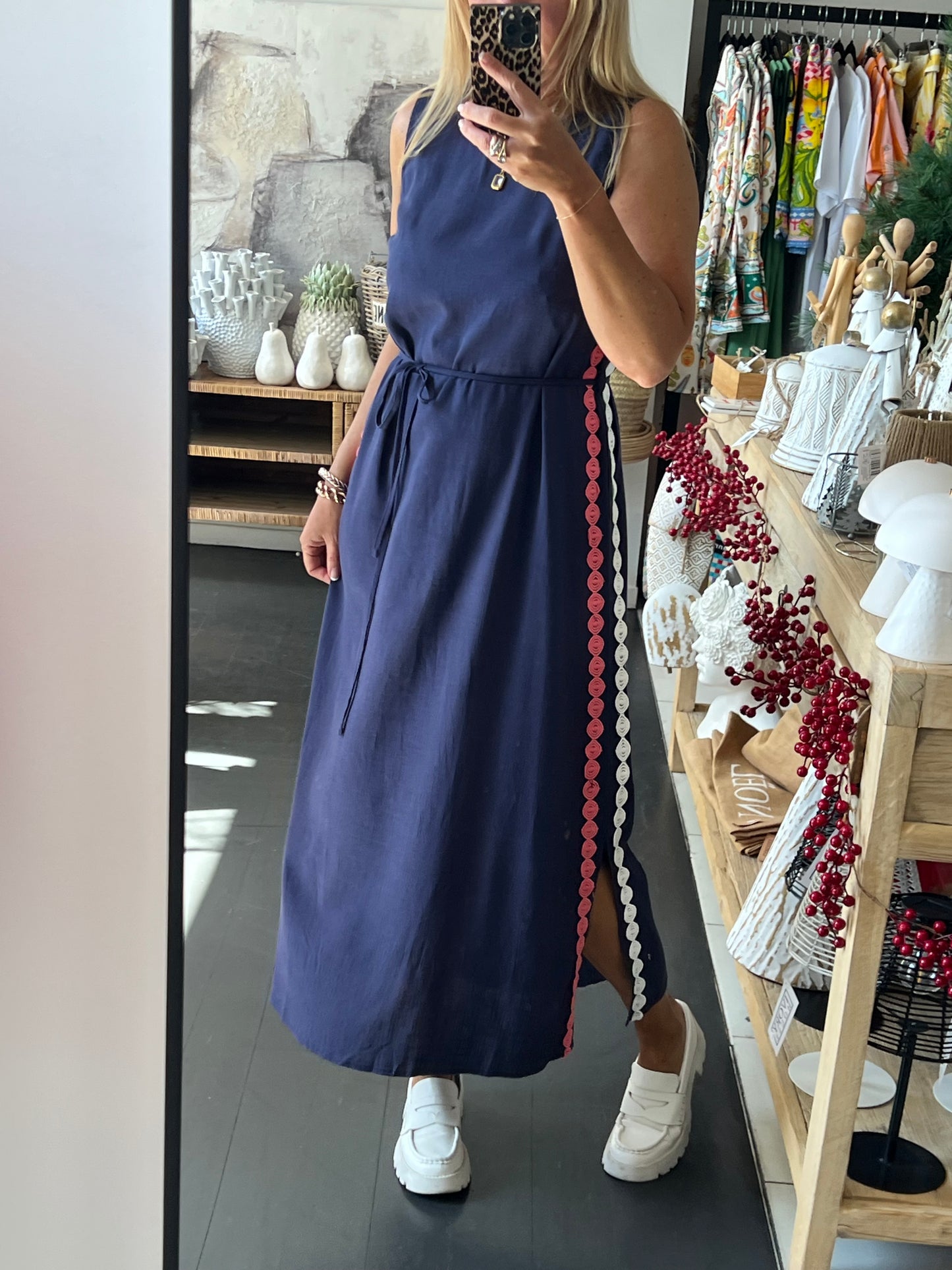 Sleeveless Shift Linen Maxi Dress