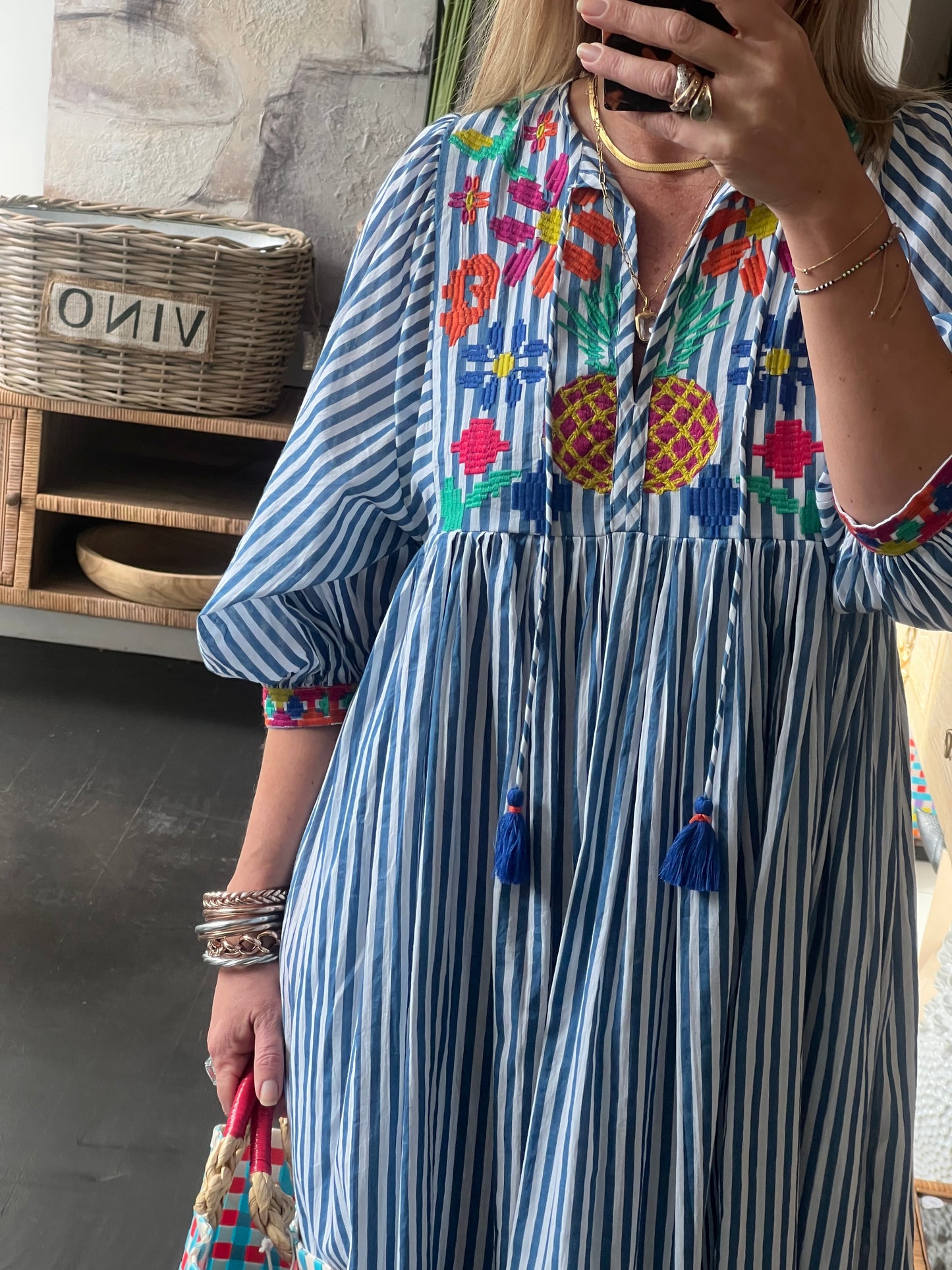 Santorini Cotton Embroidered Beach Dress