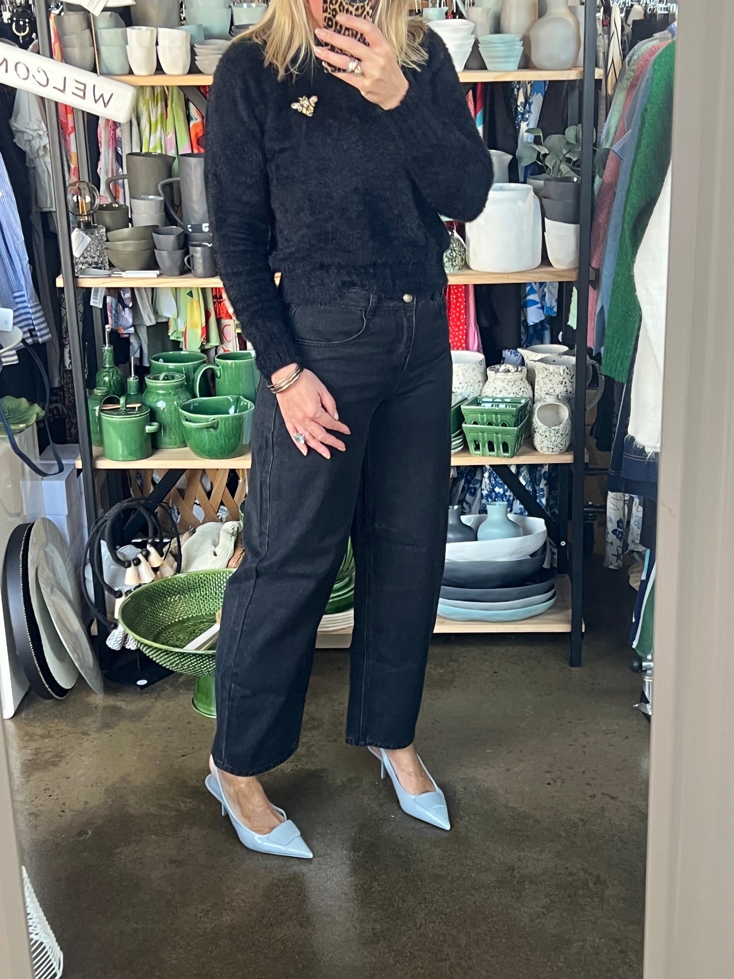Denim Barrel Jeans - black