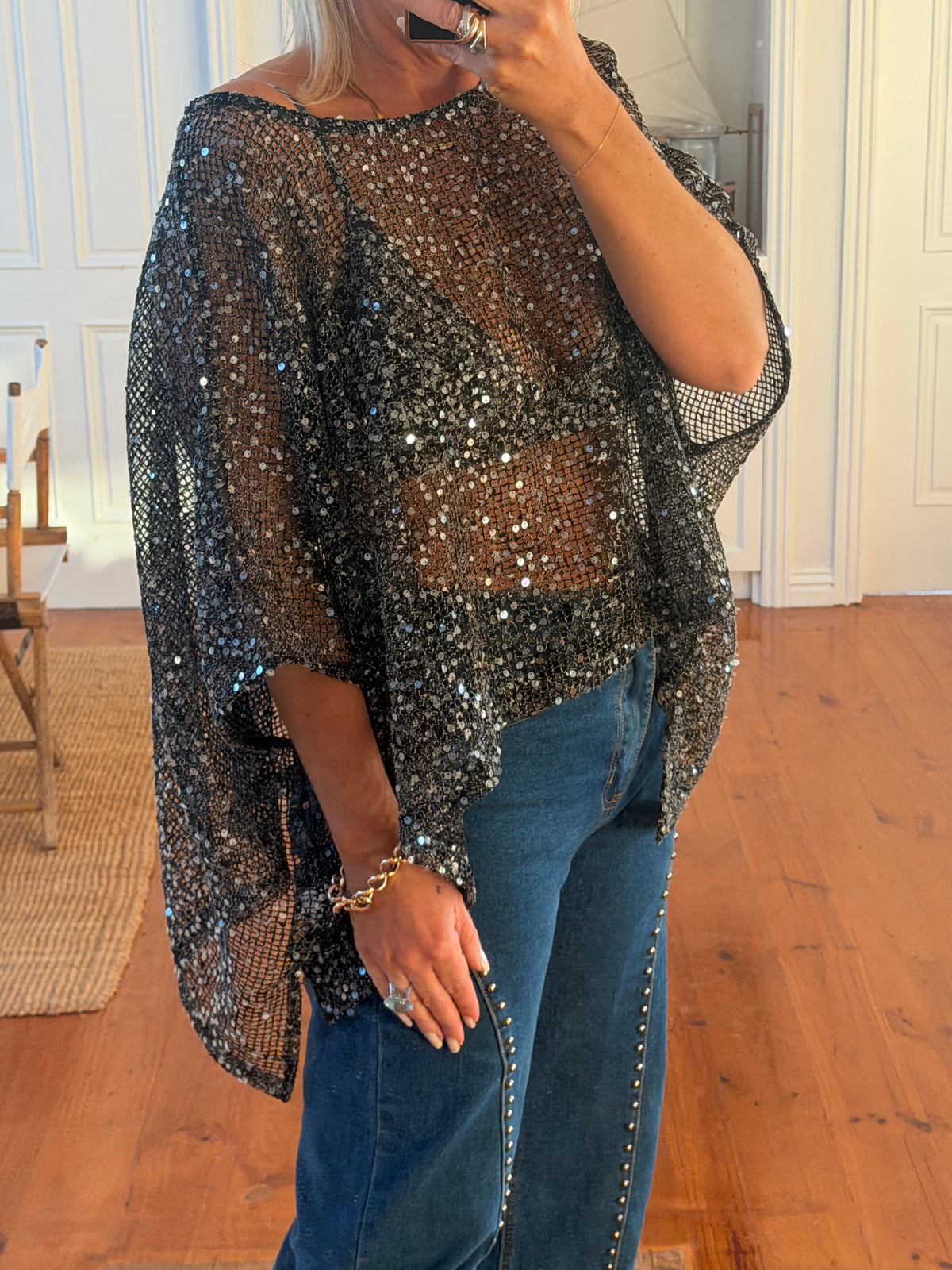 Twinkle Top - sequin black