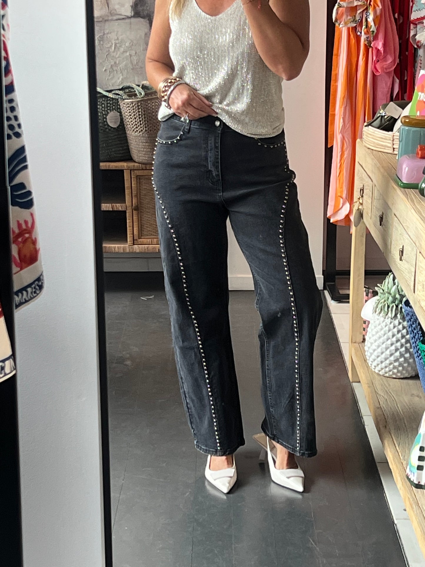 Studded Jeans - black