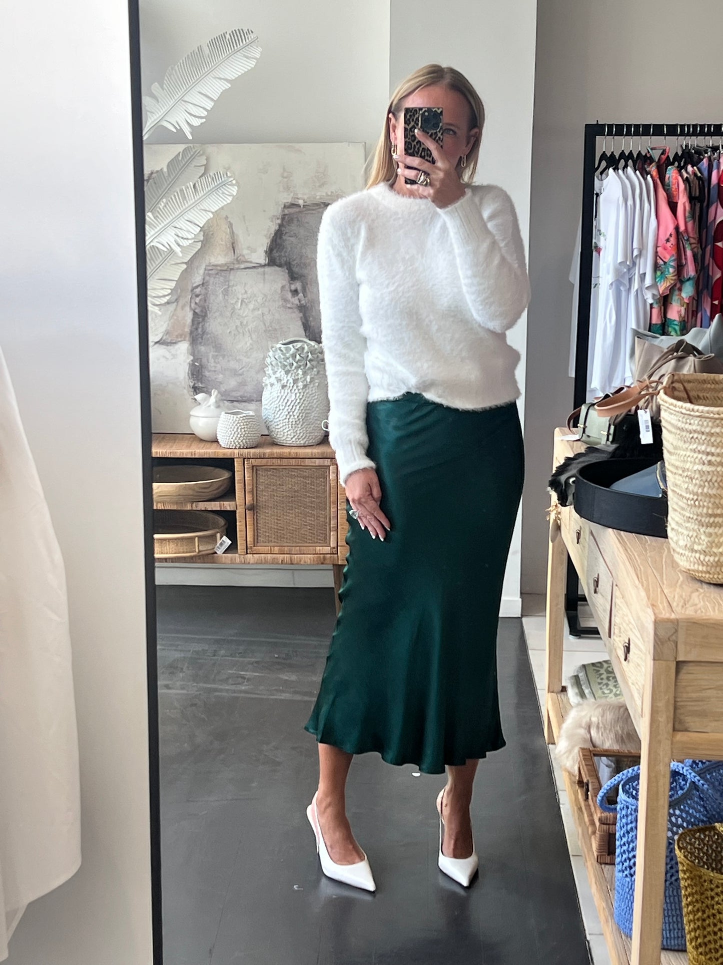 Slinky Midi Skirt - green