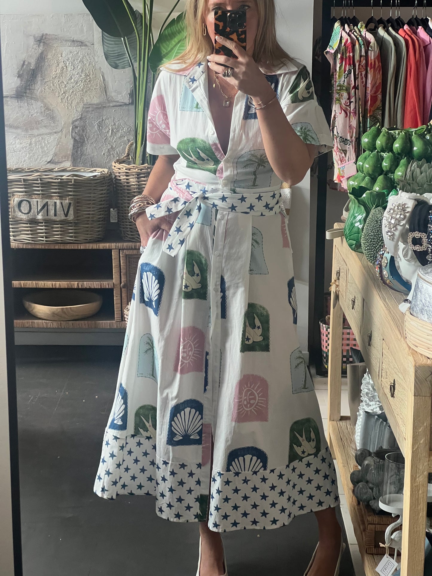 Étoiles Short Sleeve Shirt Maxi Dress