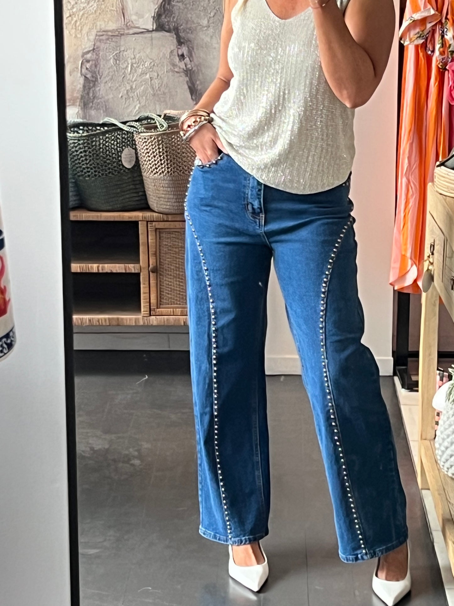 Studded Jeans - denim