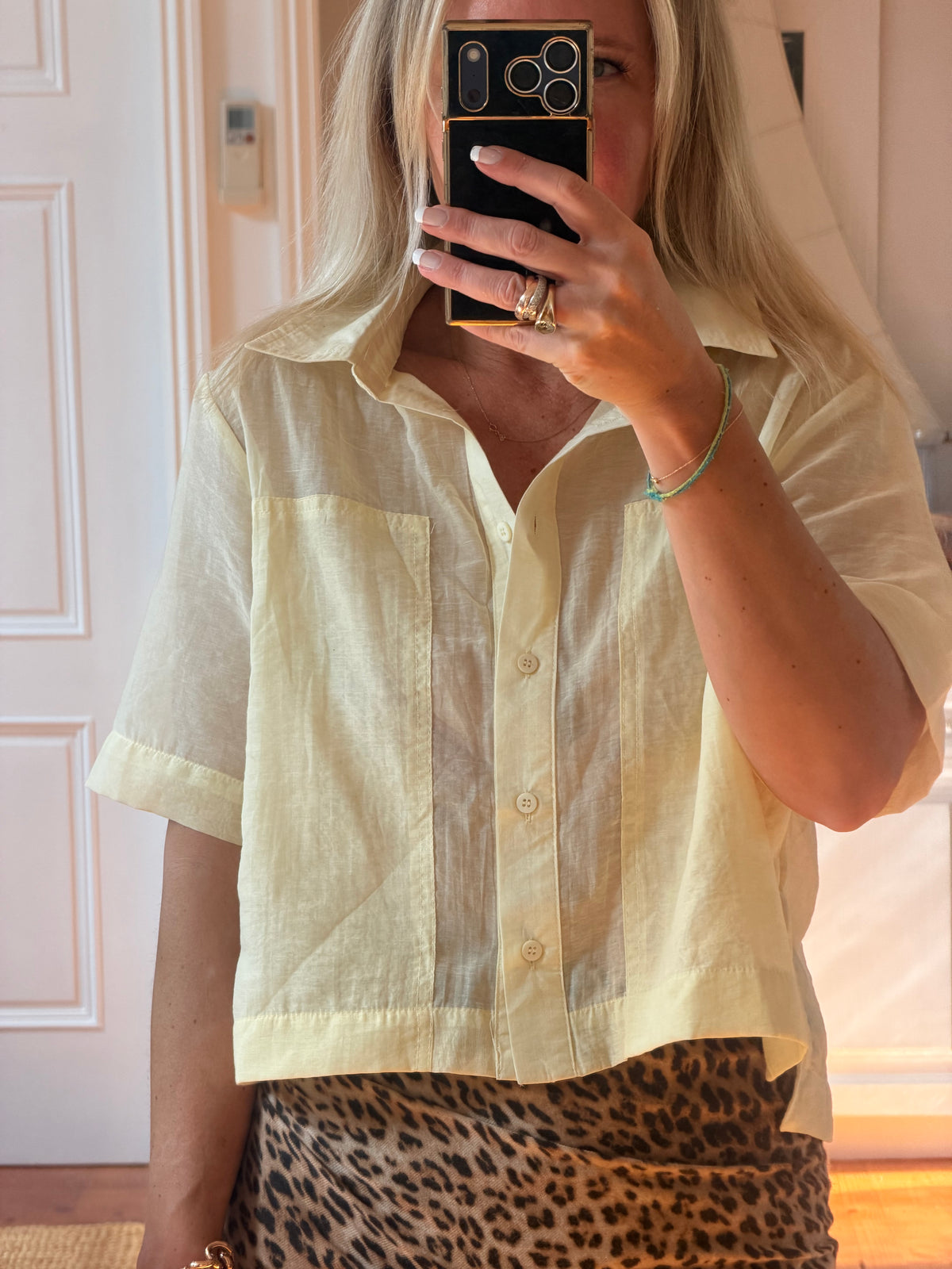 Crop Shirt Top- lemon yellow