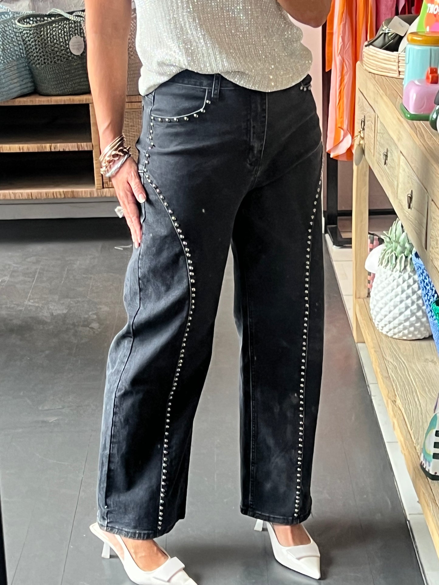 Studded Jeans - black