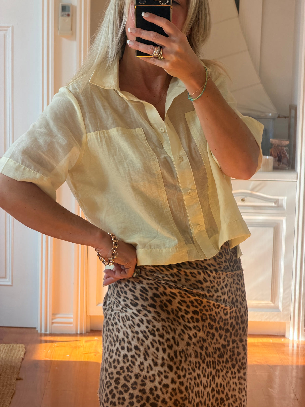 Crop Shirt Top- lemon yellow