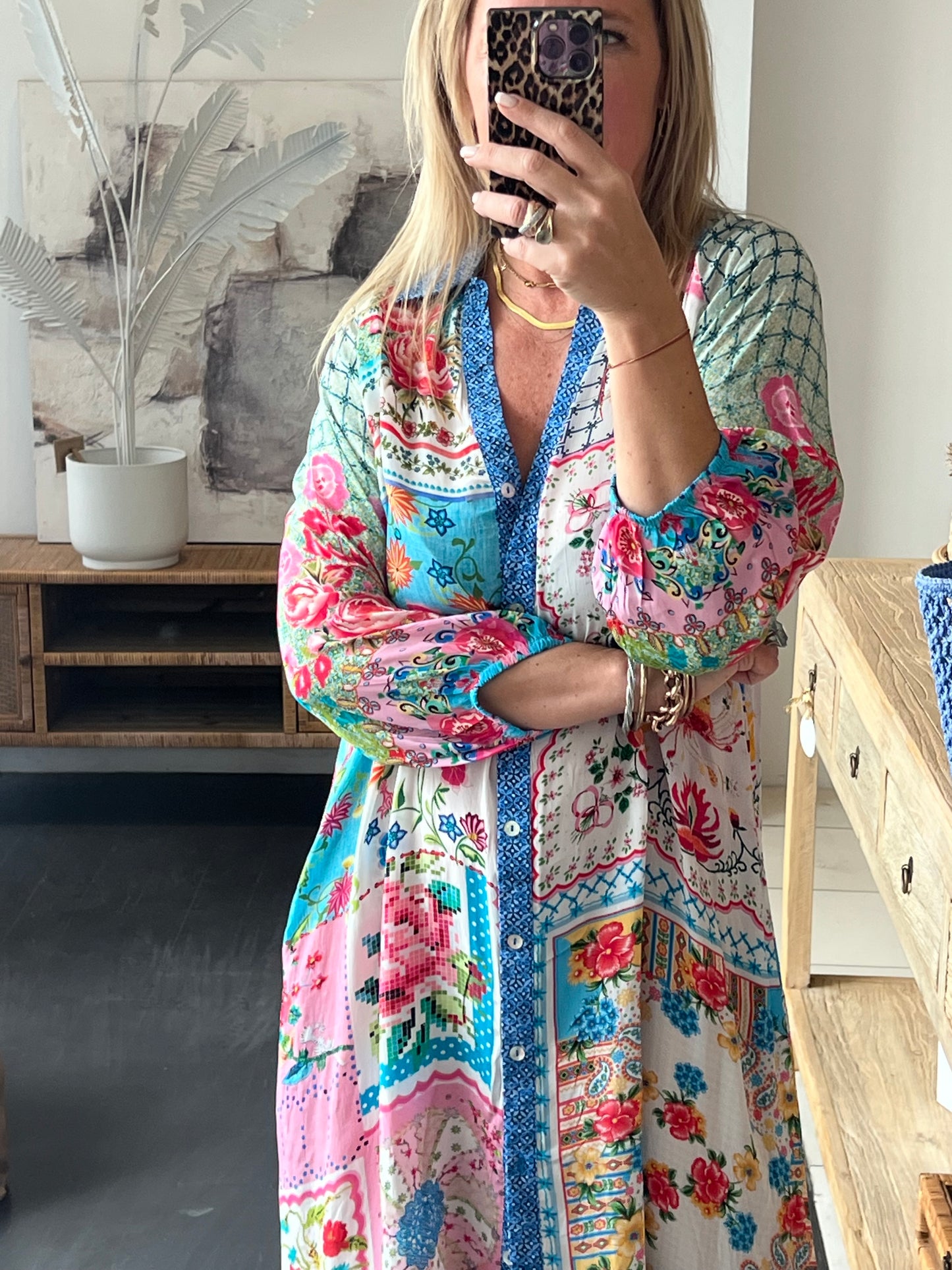 Slinky Resort Shirt Dress - carnival