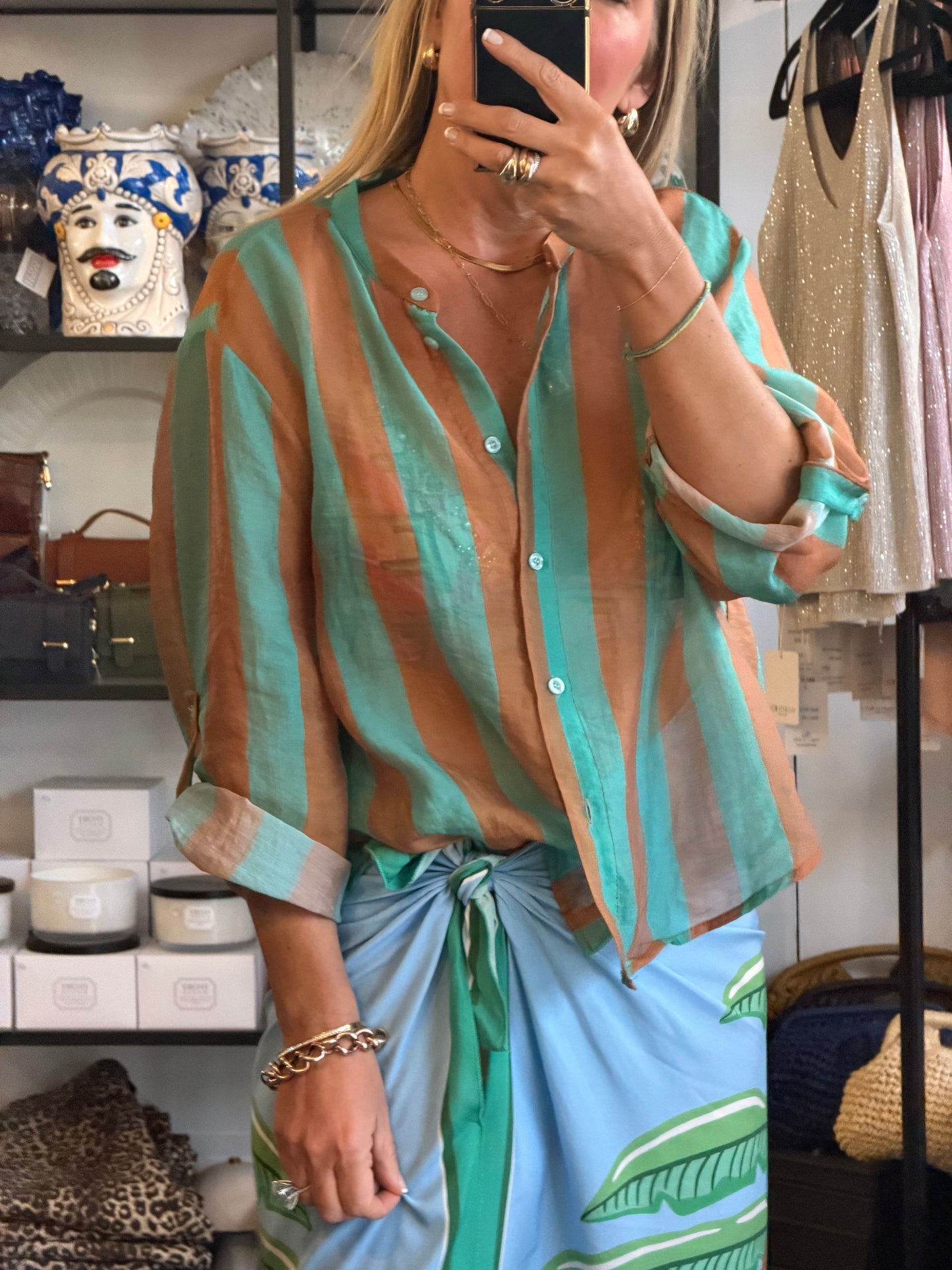 Stripe Shirt - aqua & tan by Have One