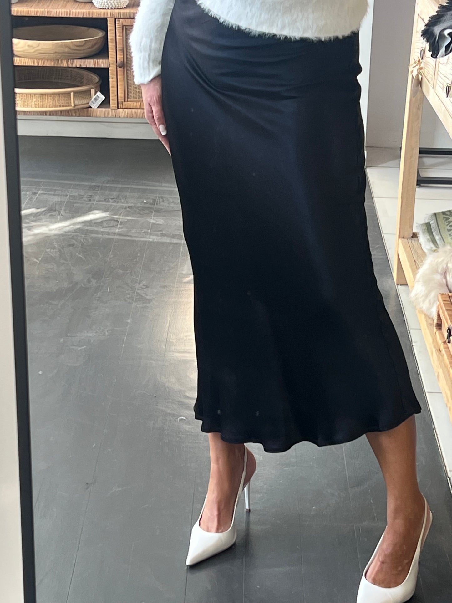 Slinky Midi Skirt - jet black