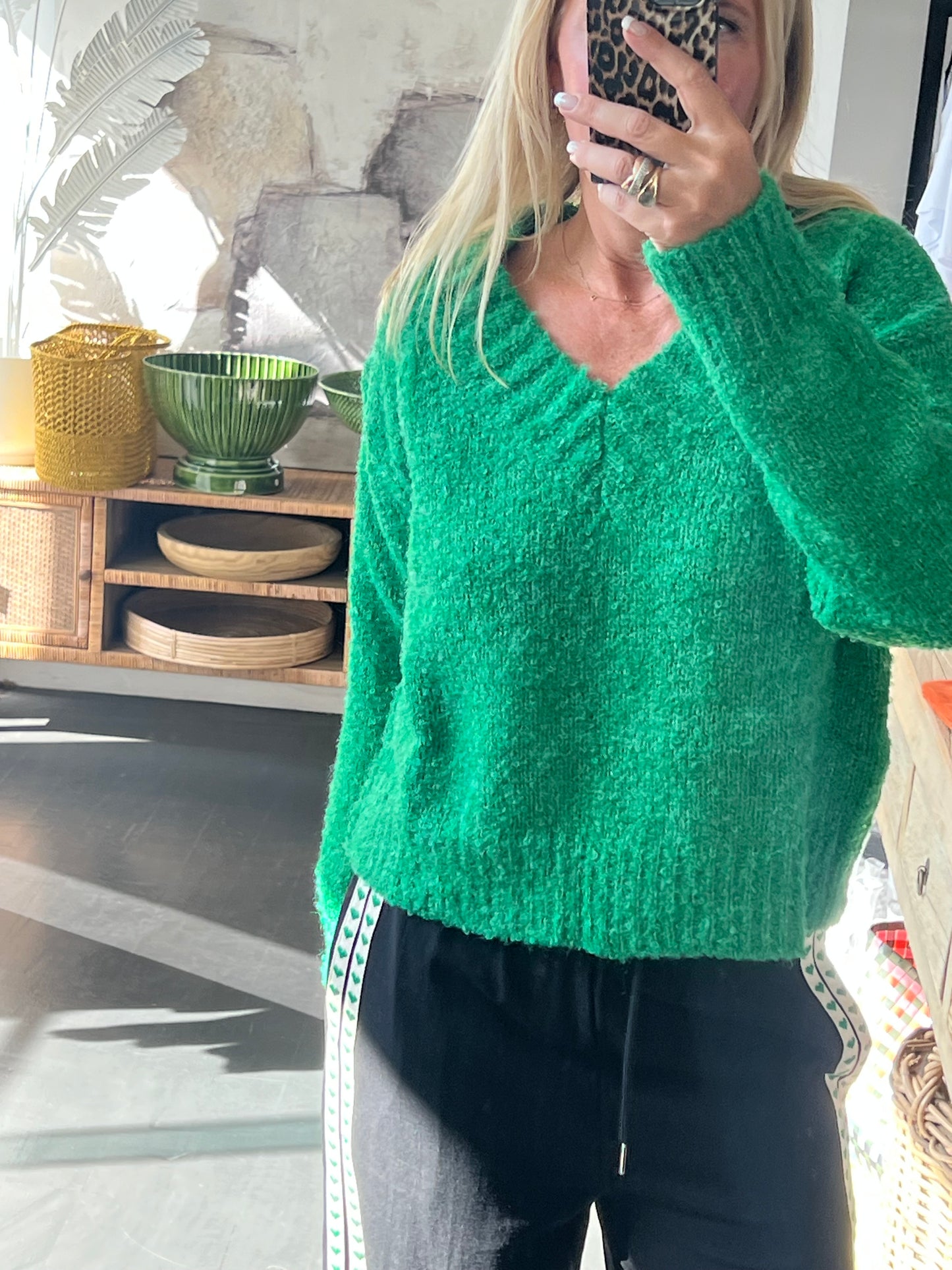 Green V Neck Knit