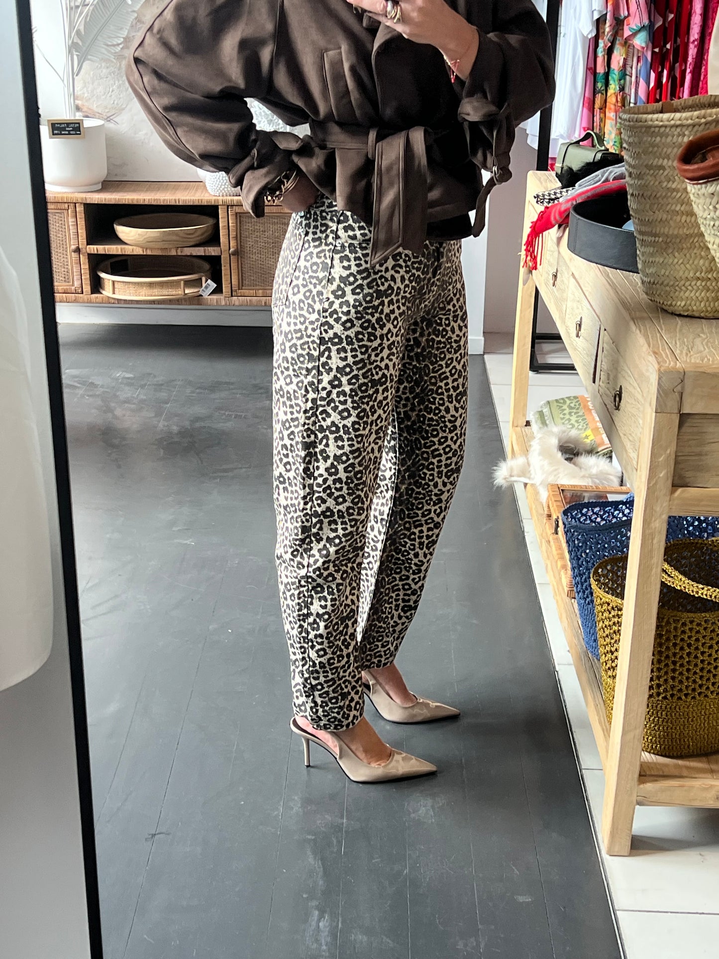 Leopard Barrel Jeans