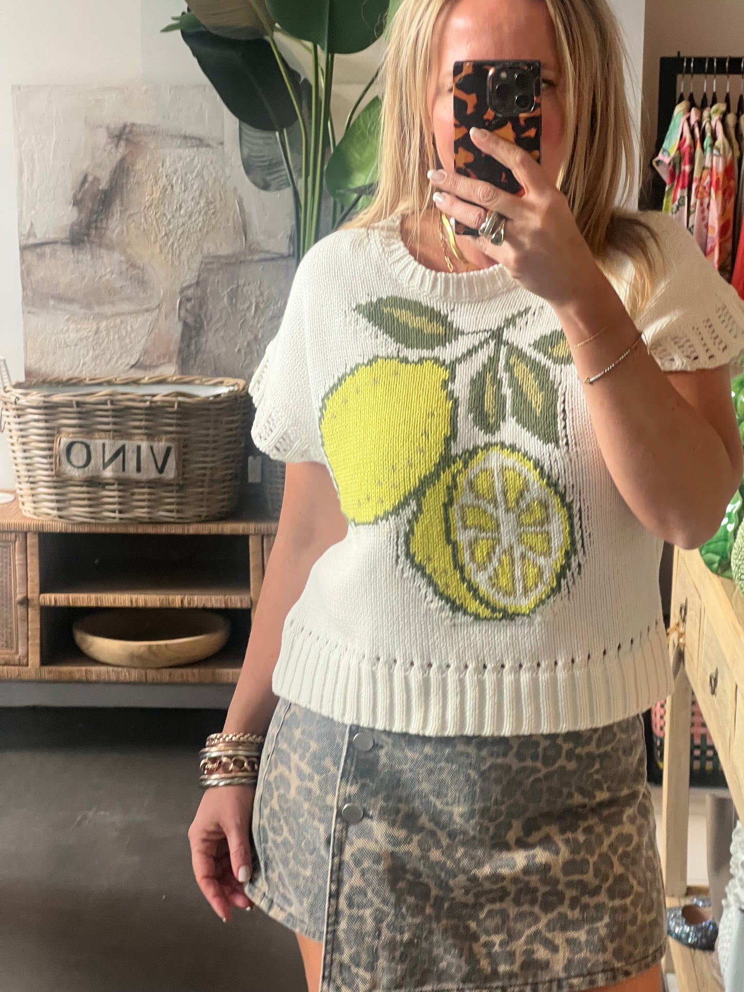 Lemon Short Seeve Knit Sweater