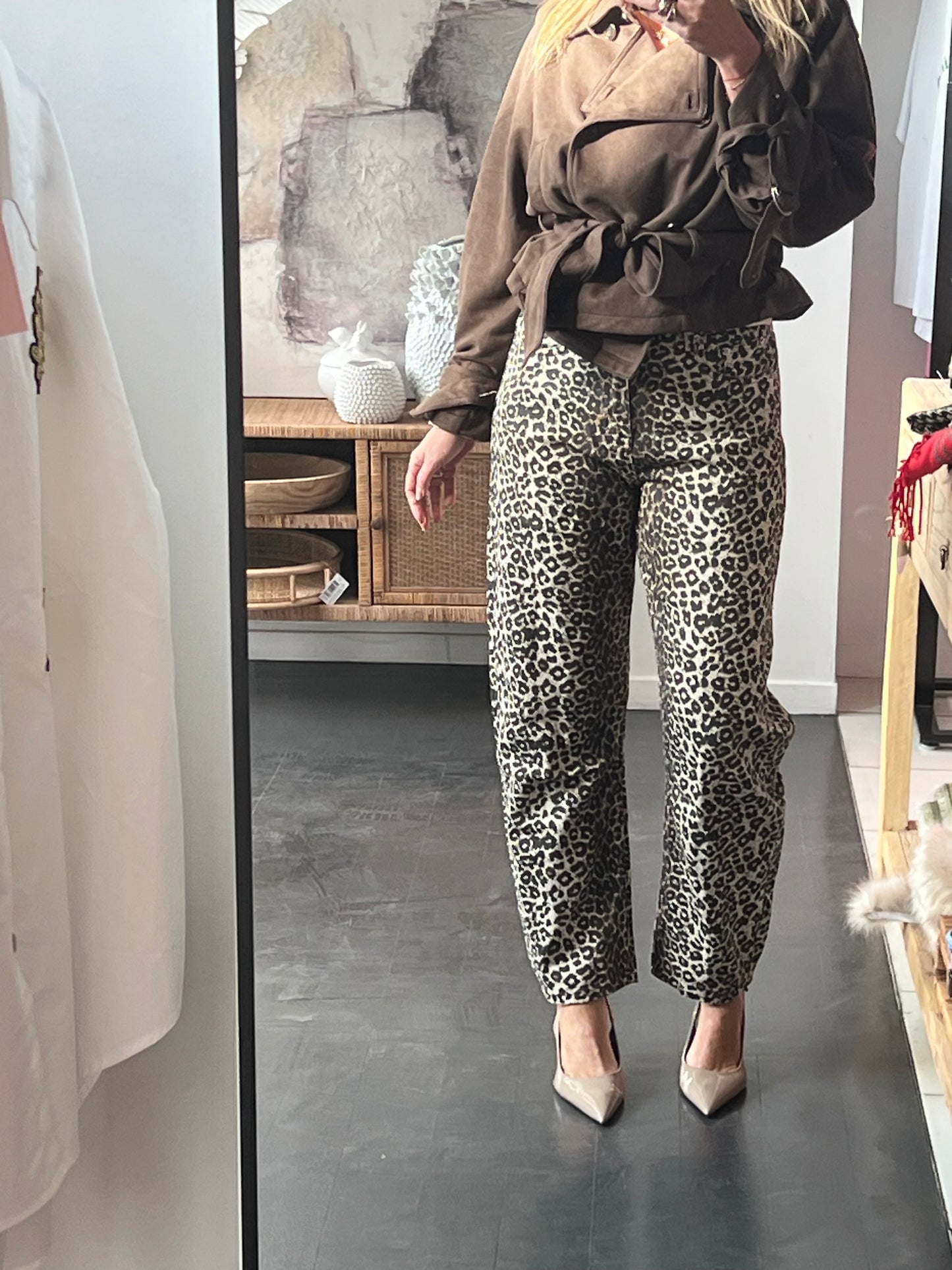 Leopard Barrel Jeans